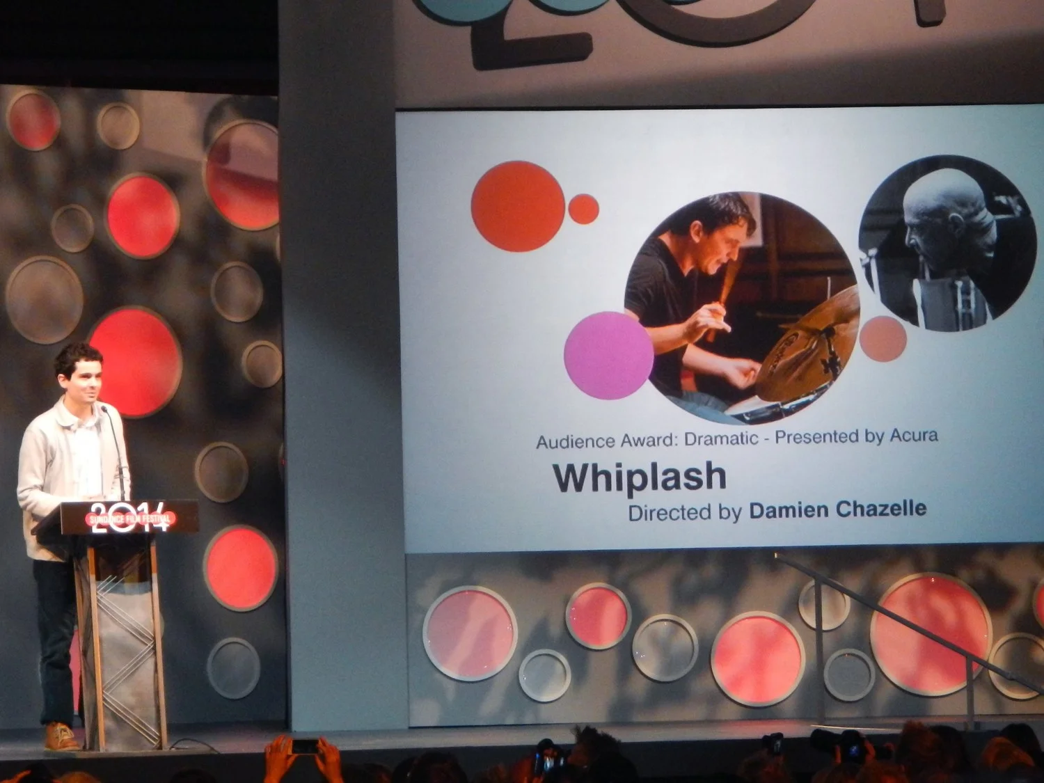 Chazelle accepting the Audience Award at the 2014 Sundance Film Festival | Wikipedia