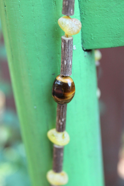 Hazelwood with Raw Baltic Amber & Tigers Eye - Lemonade/Light-colored