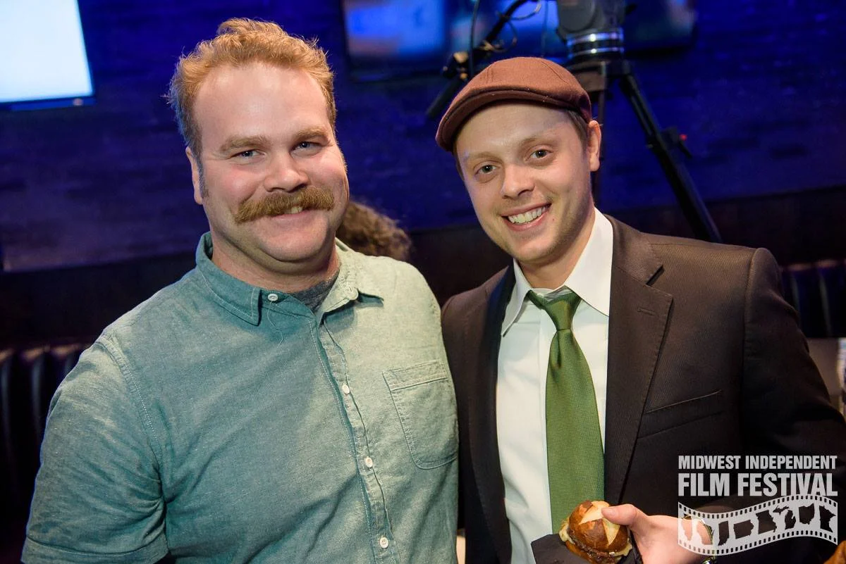 Thomas Kelly, myself, and a delicious mini-burger.