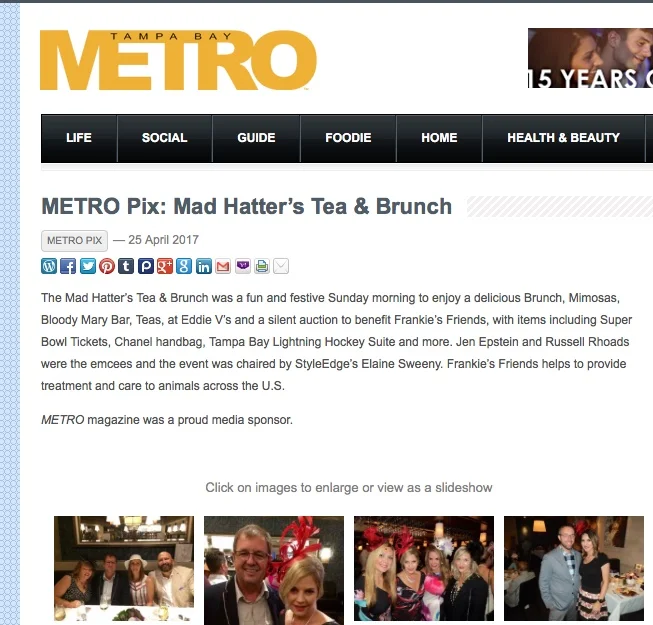 TAMPA BAY METRO MAGAZINE: METRO PIX: MAD HATTER'S TEA & BRUNCH FUNDRAISER FOR FRANKIE'S FRIENDS