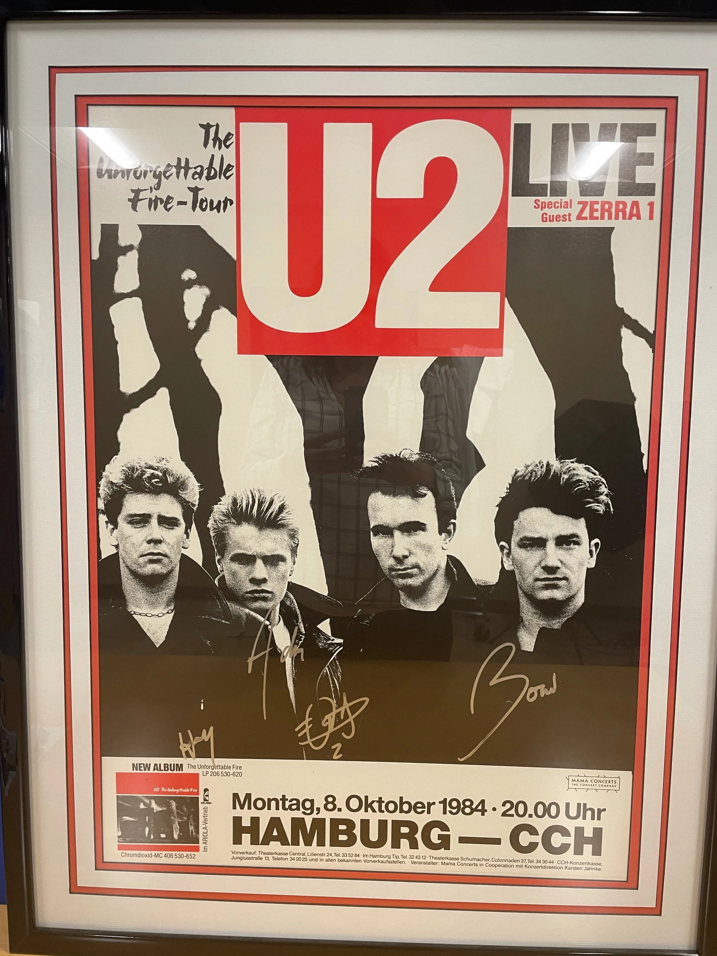 U2 Autographed Tour Poster