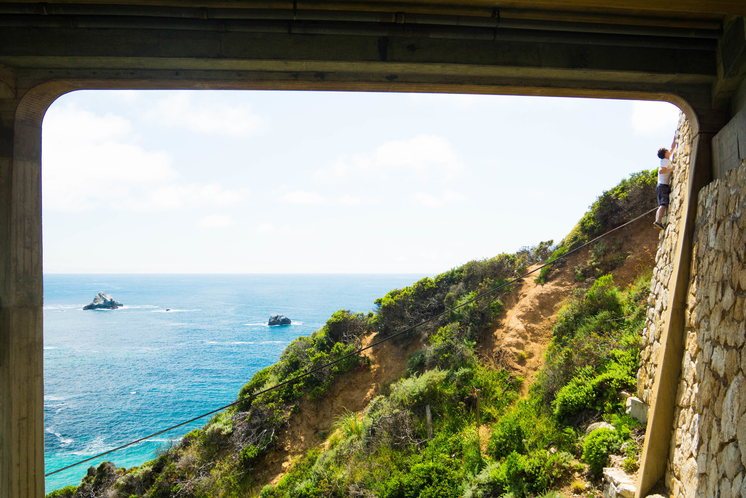 Climbin' Ryan tryin' to win over the Polish Goddesses atop Bixby Bridge