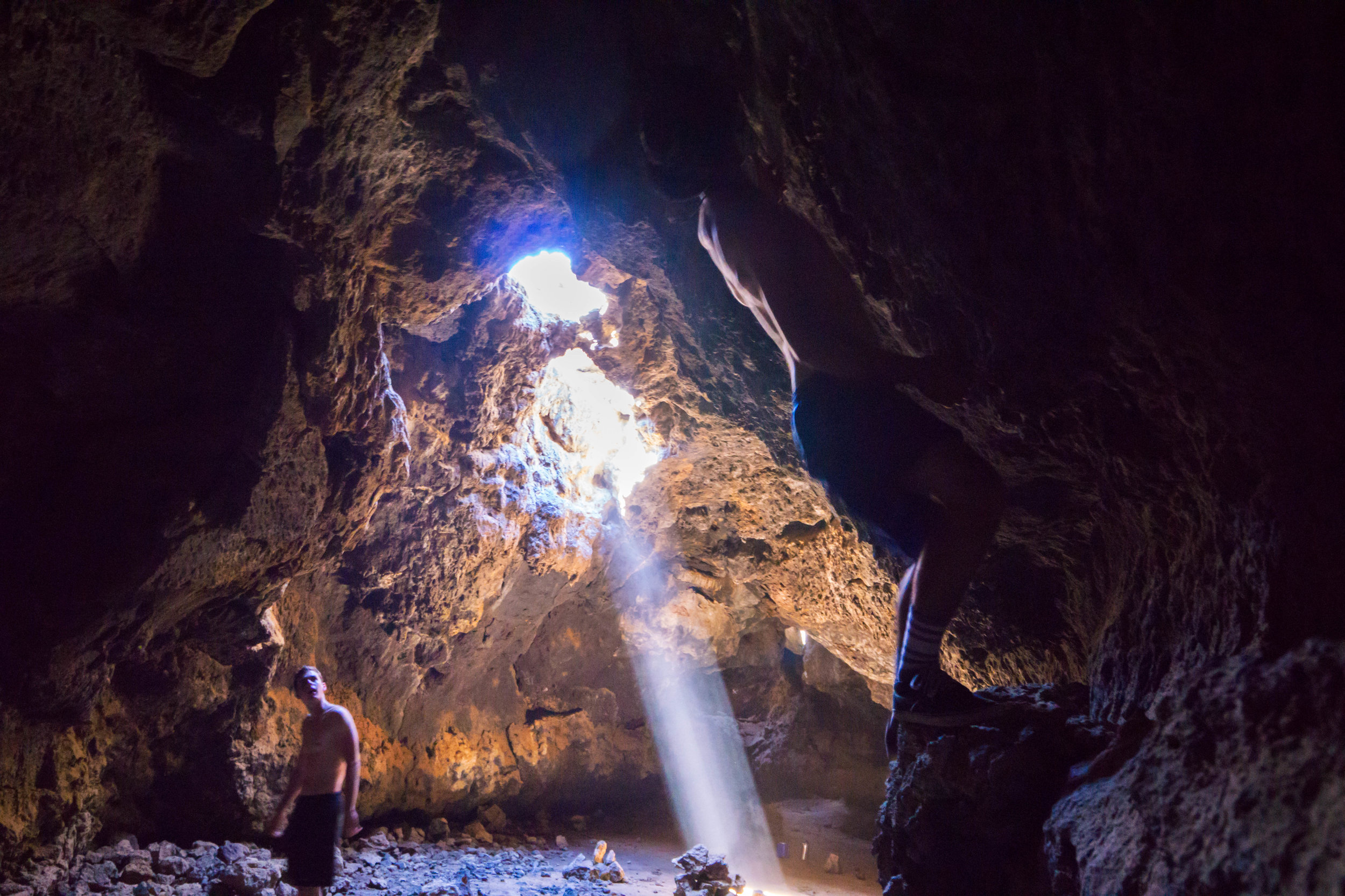 Made it to the underworld! At 30 degrees cooler, the lava tubes offer a safe haven from the scorching desert sun.