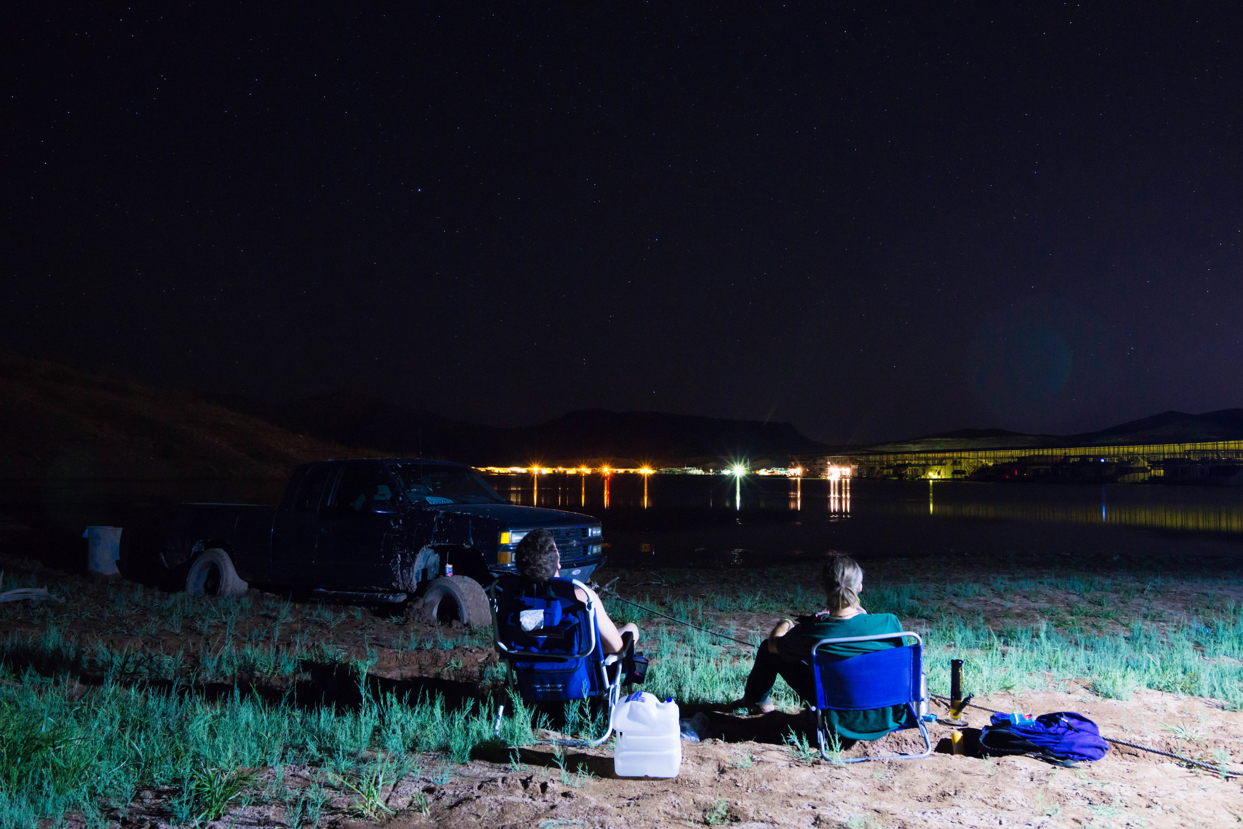 At 11 p.m. temperatures still exceeded 100 degrees. Sleeping? Naw, in this heat stargazing & some of the Devil's Lettuce appear to be our only hope. Hours pass before temperatures cool.