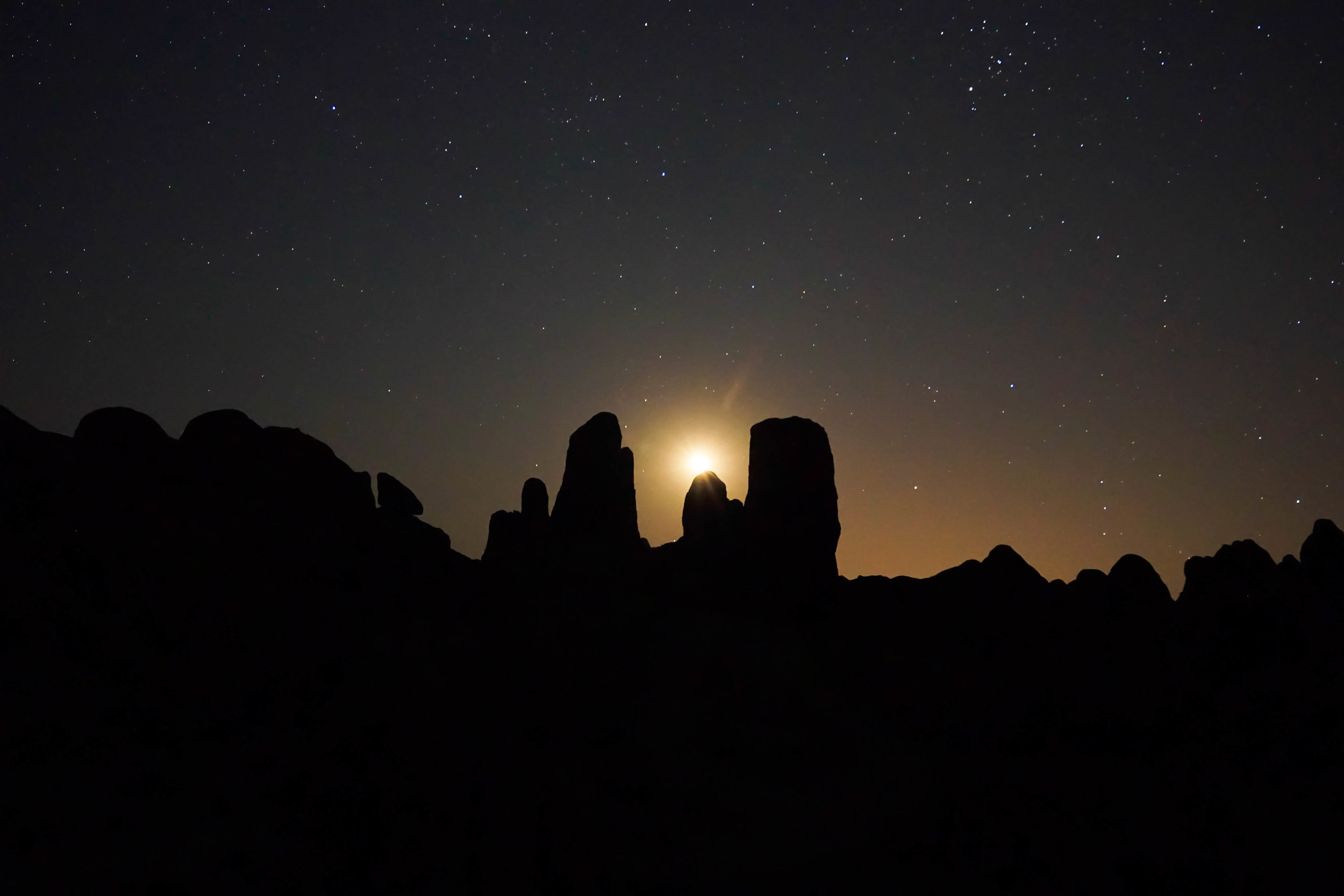 After 250 miles on the open road we reach the Hands of the Fallen Cosmonaut in the Alabama Hills just in time for the moonrise.