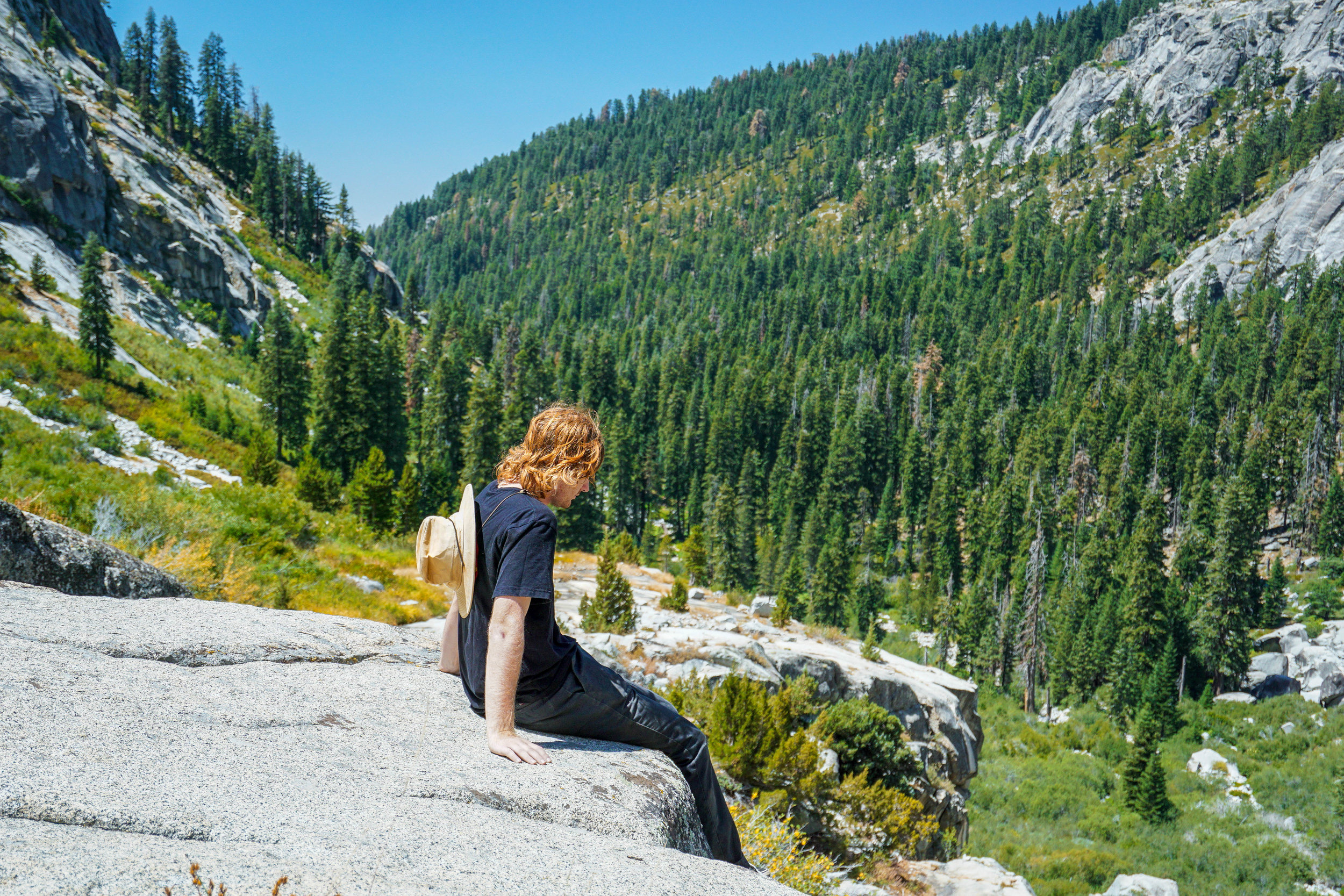 During early spring water from the falls roars over this cliff, but by late summer its the perfect perch to soak up the magic of the Sierras.