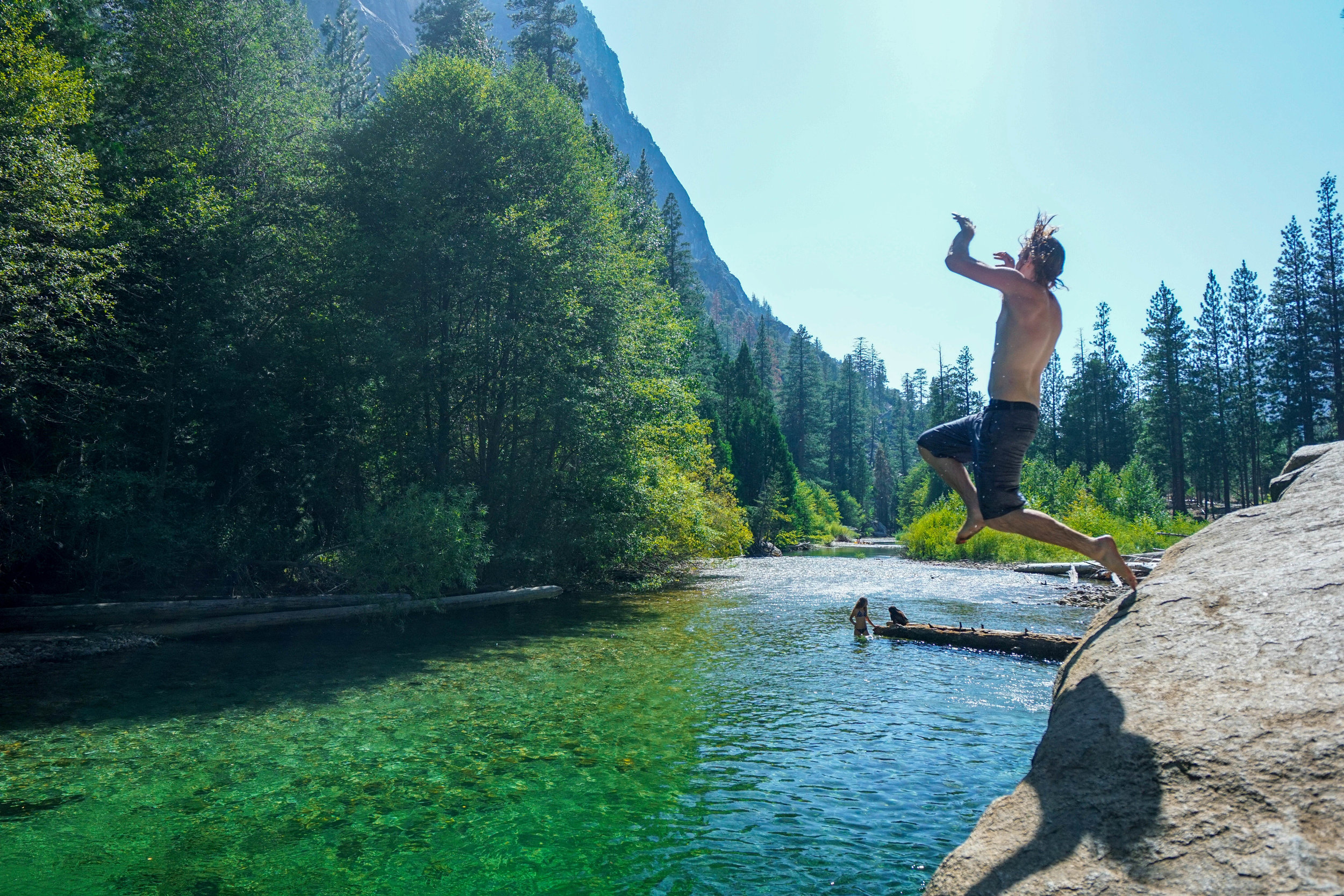 Nothing says summer like leap into ice cold Sierra Mountain water from a rock the legendary John Muir himself once sat upon!