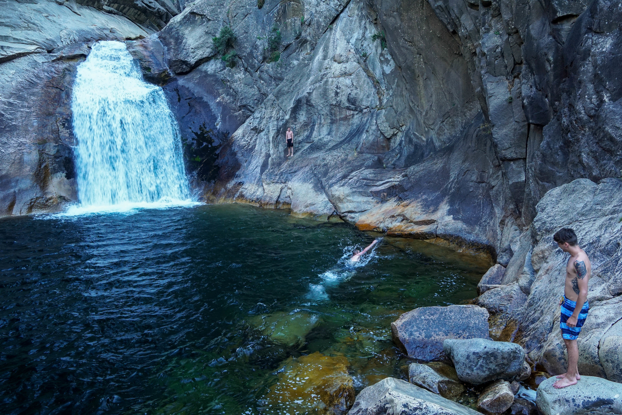 To get a closer look we dive in and scale along the slippery granite walls