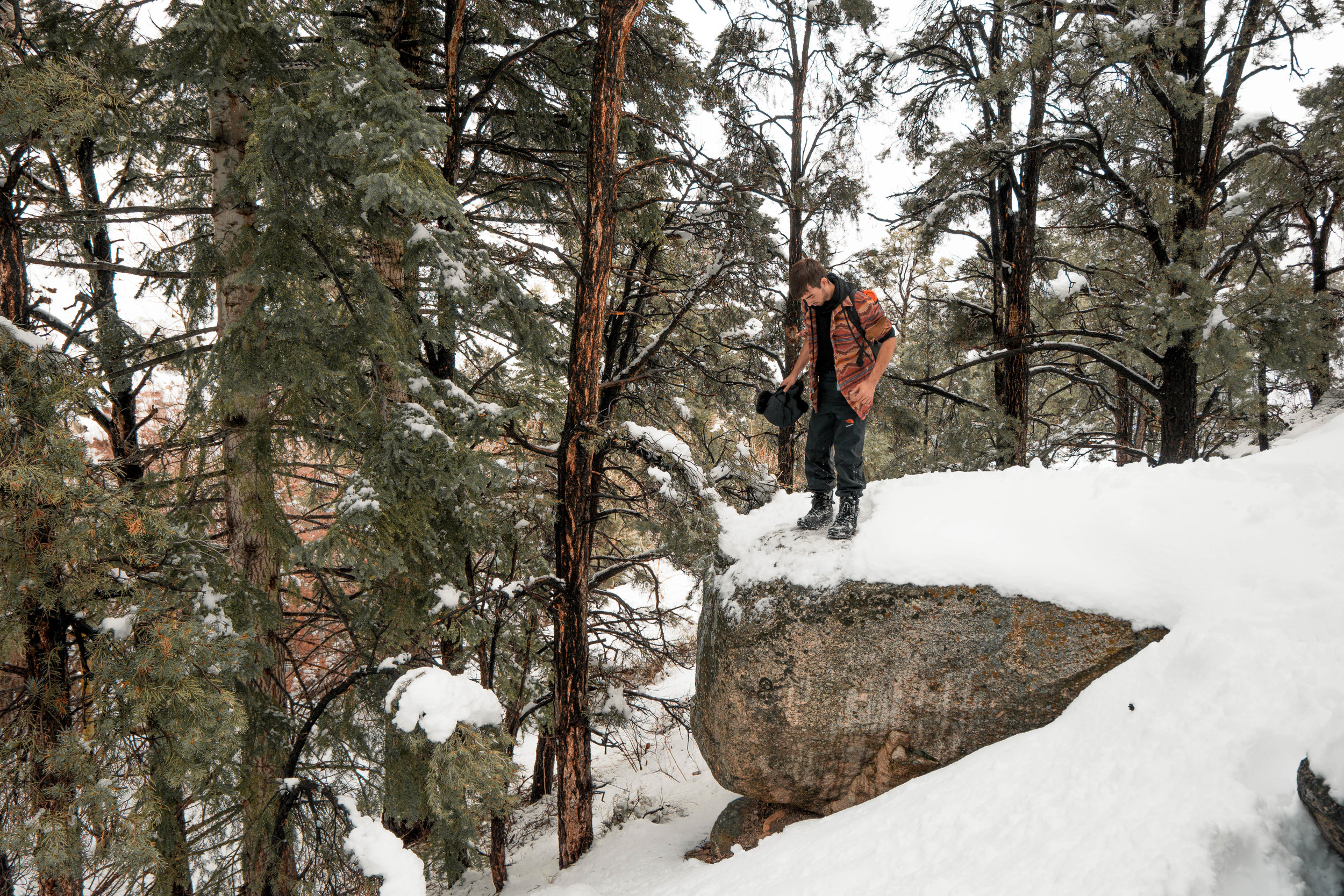 Moving through deep snow without snow shoes takes some serious work! We stop to take a quick break.