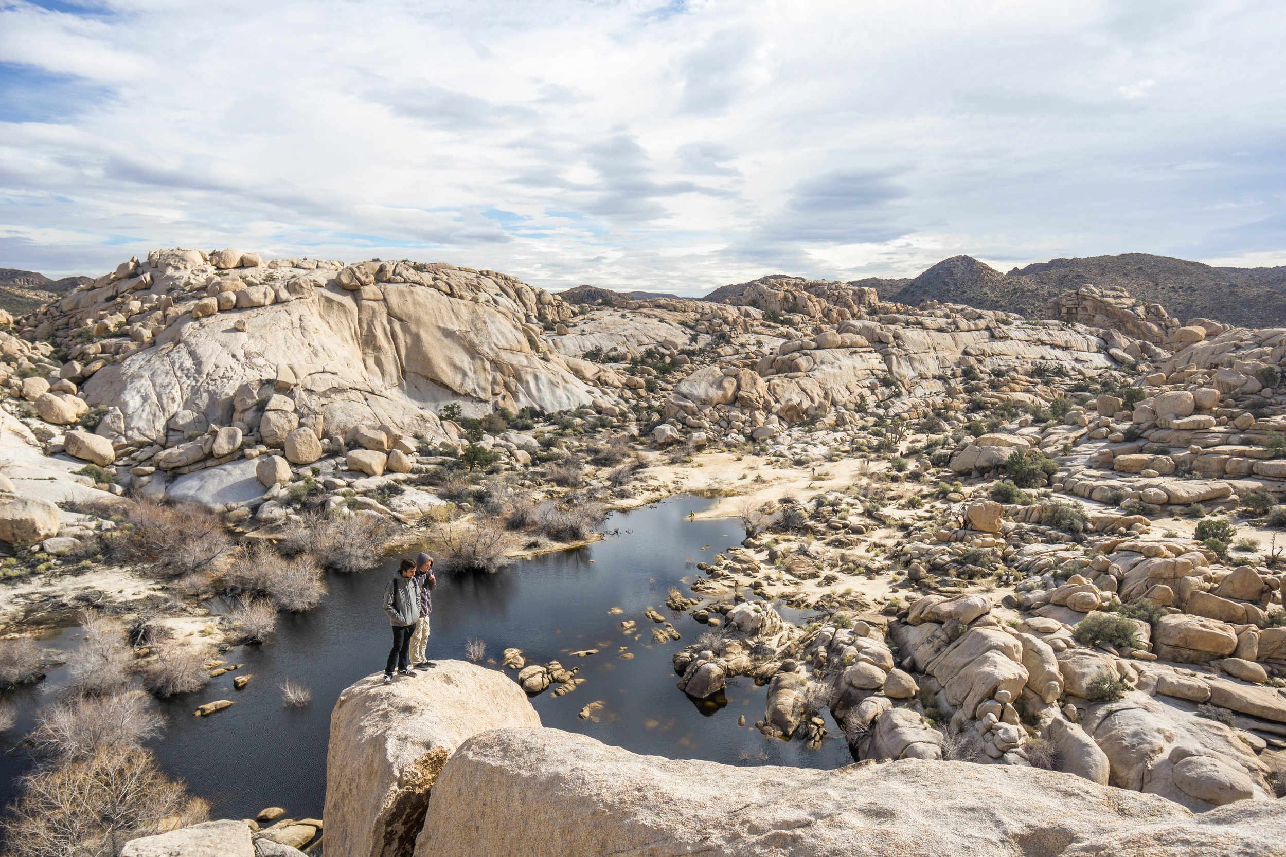 Joshua Tree has no natural lakes, making Barker Dam a refreshing site in the normally bone-dry desert.