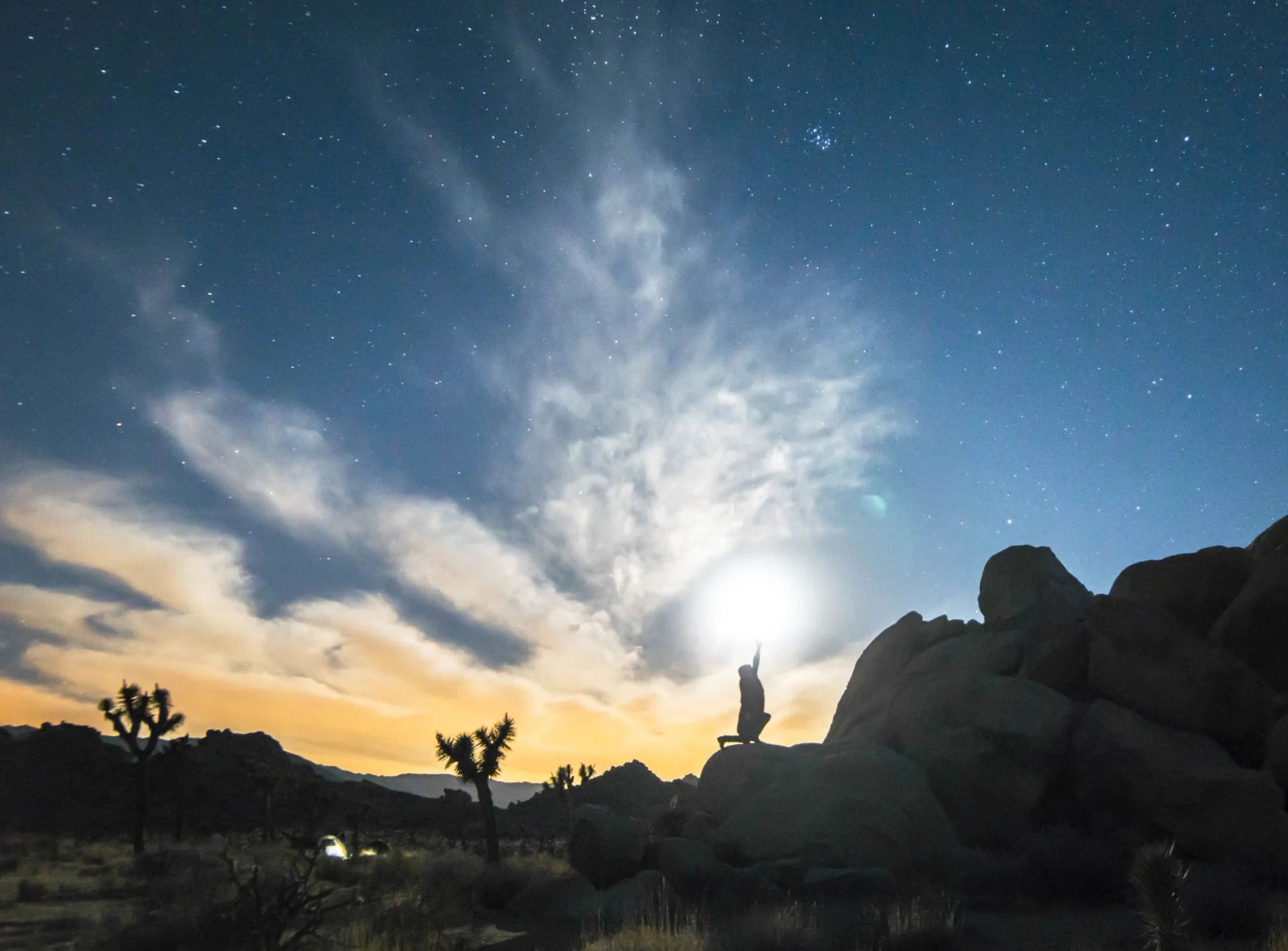 With the moon setting we have a little fun before heading back to our sleeping bags.