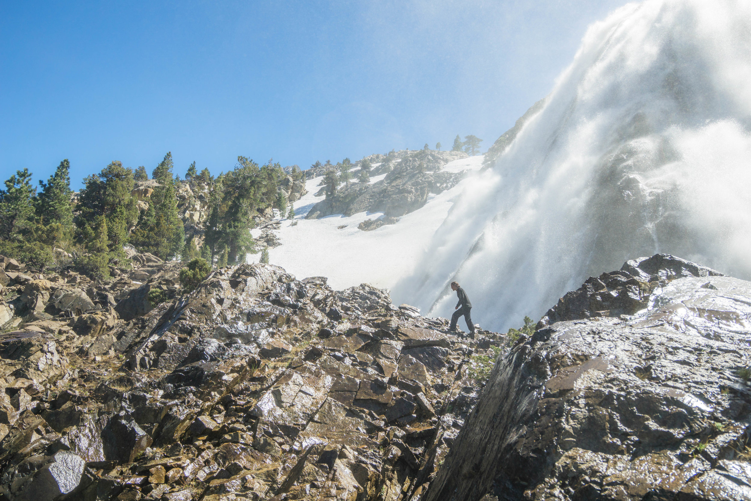 Getting blasted by the sun, the melting winter snowpack fed the fall's torrent rush with an abnormally large amount of water.