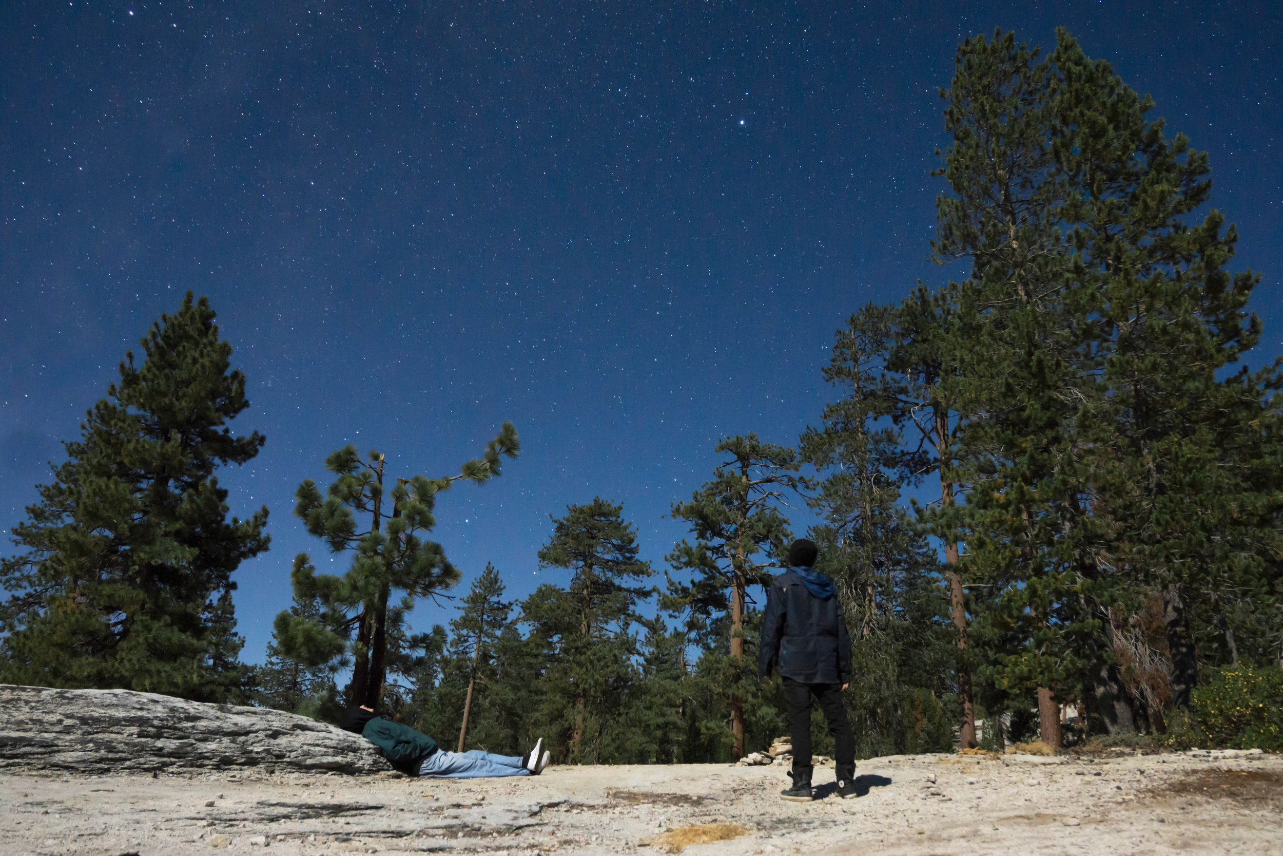 While we wait for the rest of our caravan to arrive we lay back upon some granite & begin to watch the Perseids Meteor Shower. 