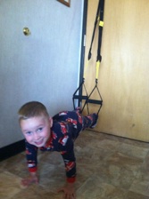 Isaiah H. His family was stuck in a hotel room for a few weeks in 2012, but mom knew how to wear him out! Ellsworth AFB, SD.