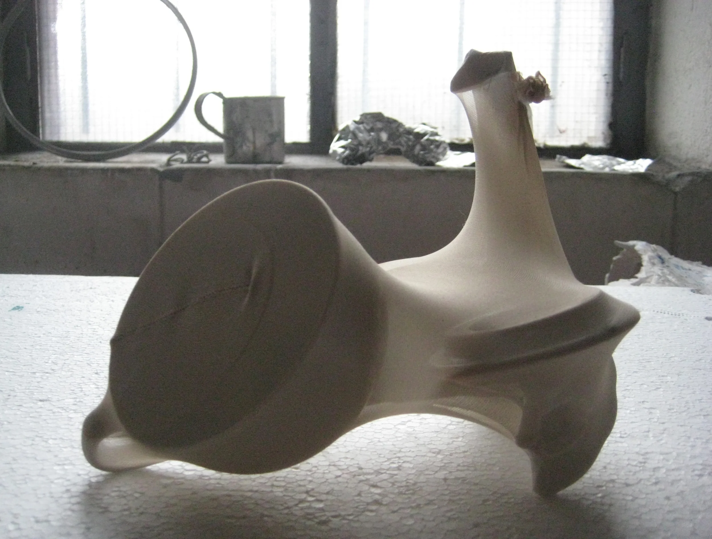 Digital print on paper Discarded porcelain, epoxy, nylon