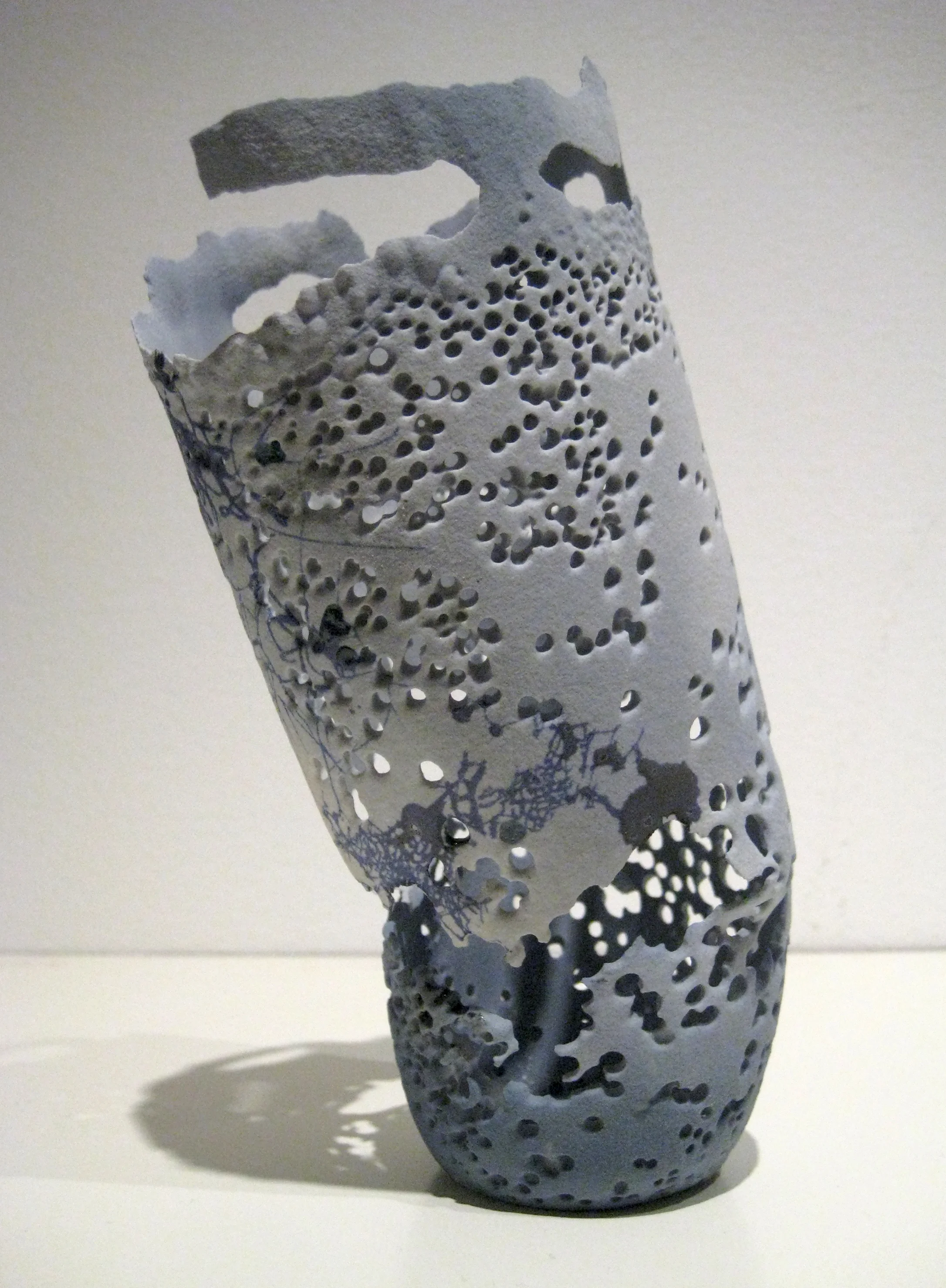 Cast porcelain, ceramic decals from photographs of ink, soluble salts Photo courtesy of Dubhe Carreño Gallery