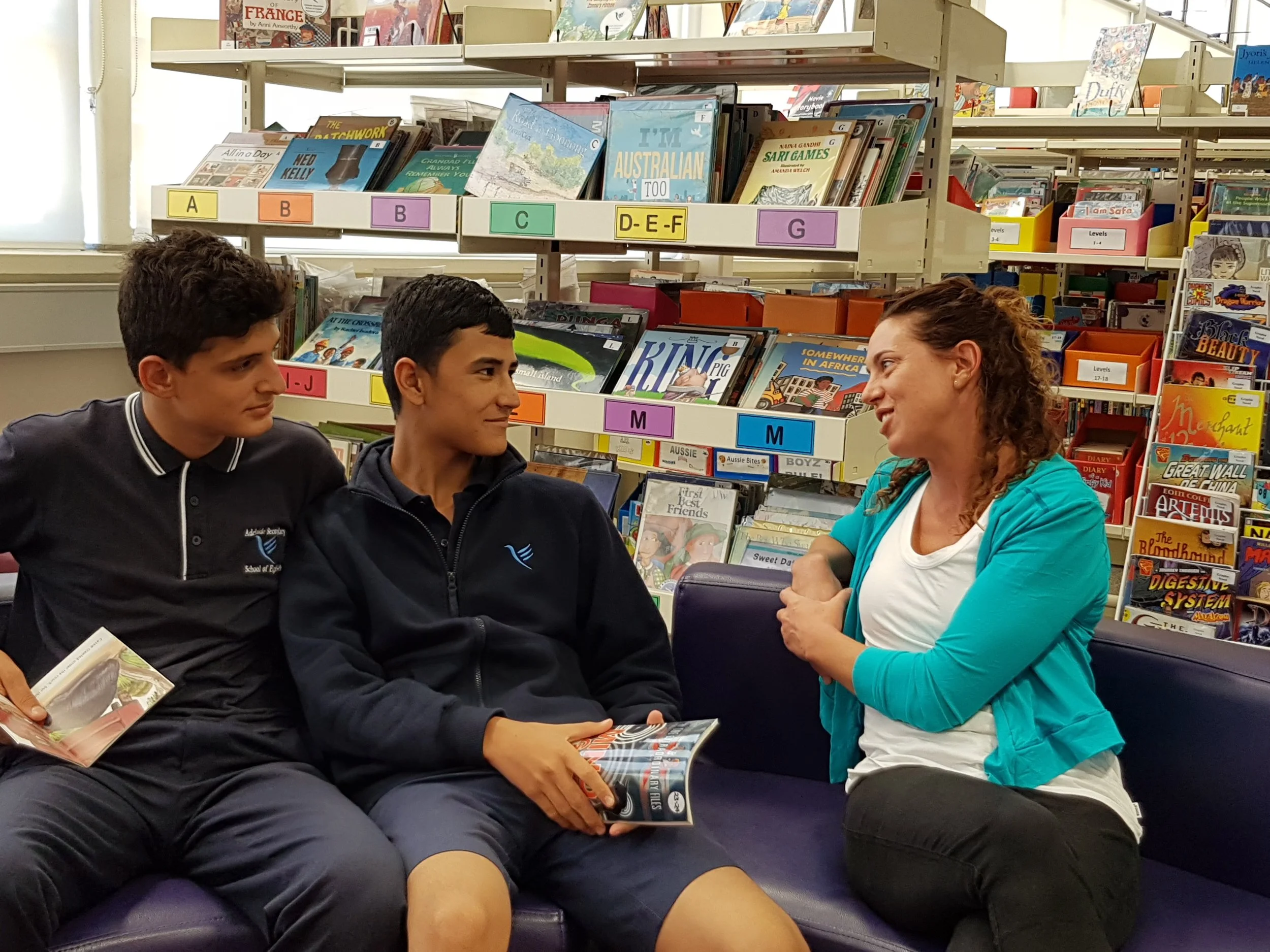 students working in the school resource centre