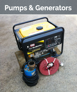 Our selection includes submersibles, centrifugal, and specialty pumps. We have generators suitable for power tools off the grid or for operating an entire work site.