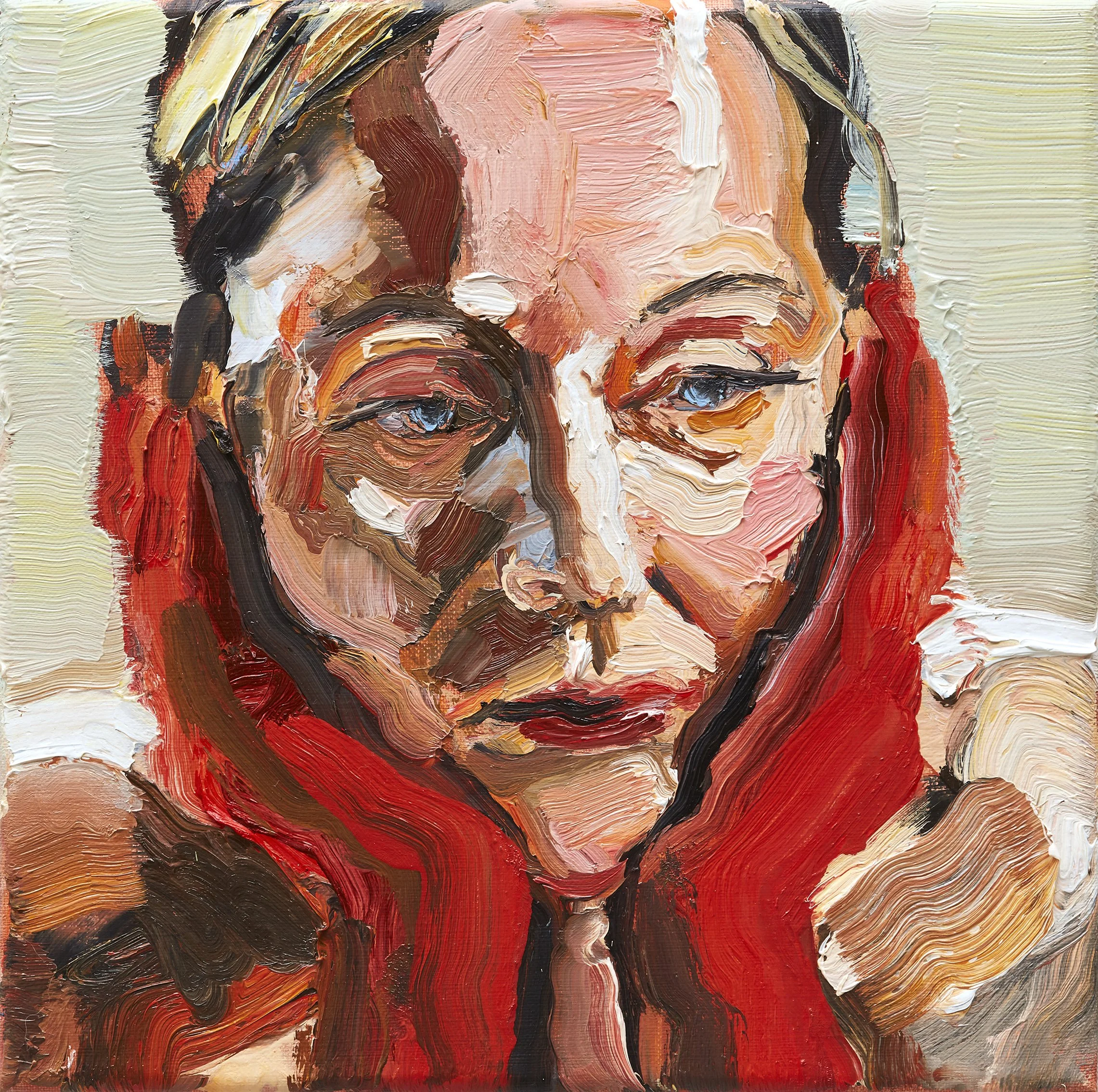  DANA, HEAD IN HANDS 2022 oil on linen 31 × 31cm 