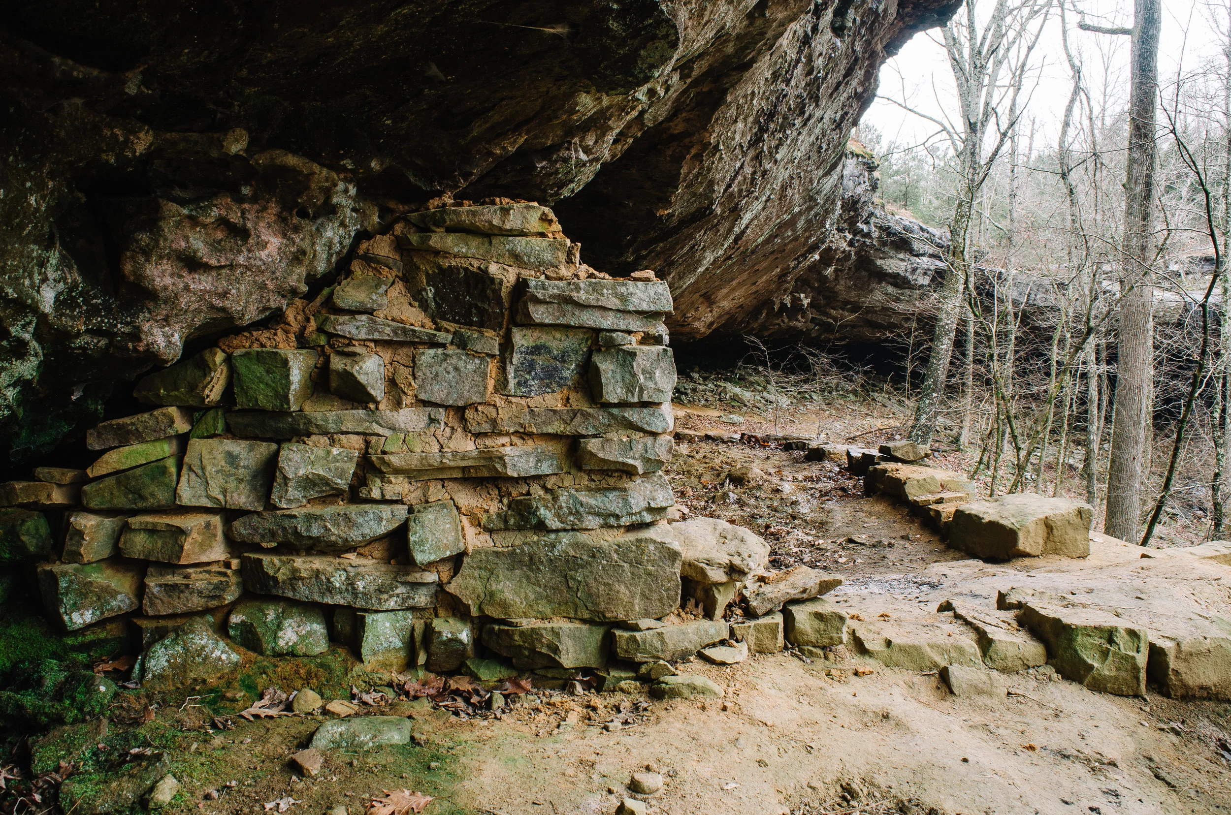 The remains of the "hide out" at Hide Out Hollow.