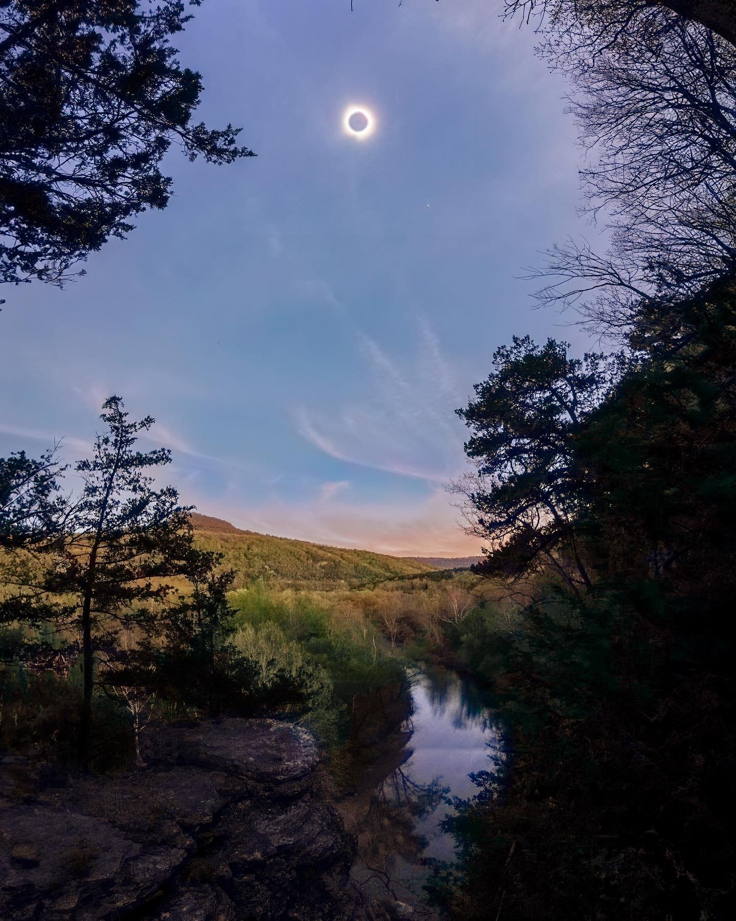 I really have no words to describe how beautiful the total eclipse was today over the Buffalo National River and the pics / vids can not possibly do it justice! Thankful to have the opportunity to watch today and make a fun trip out of it with @tanne