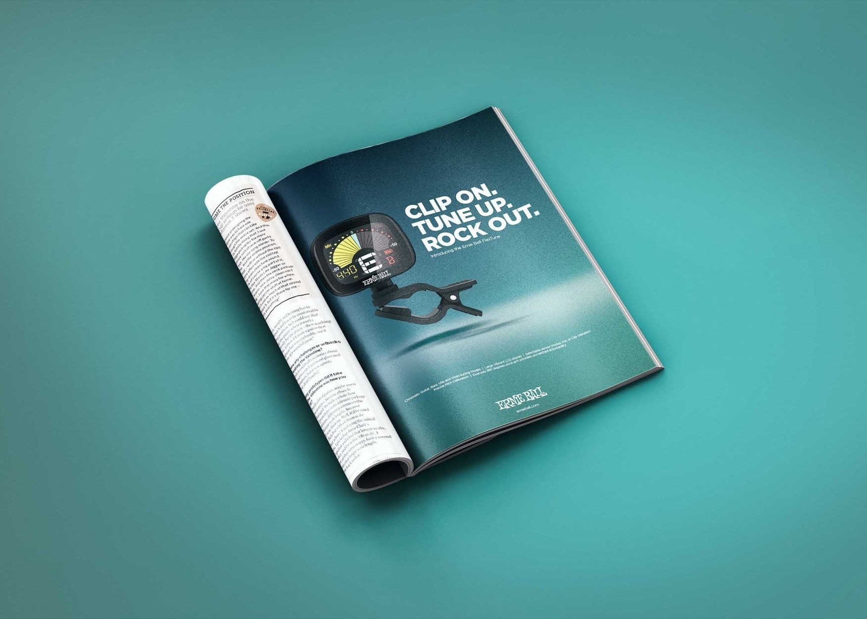 Ernie Ball Flex Tune Print Ad Magazine Layout
