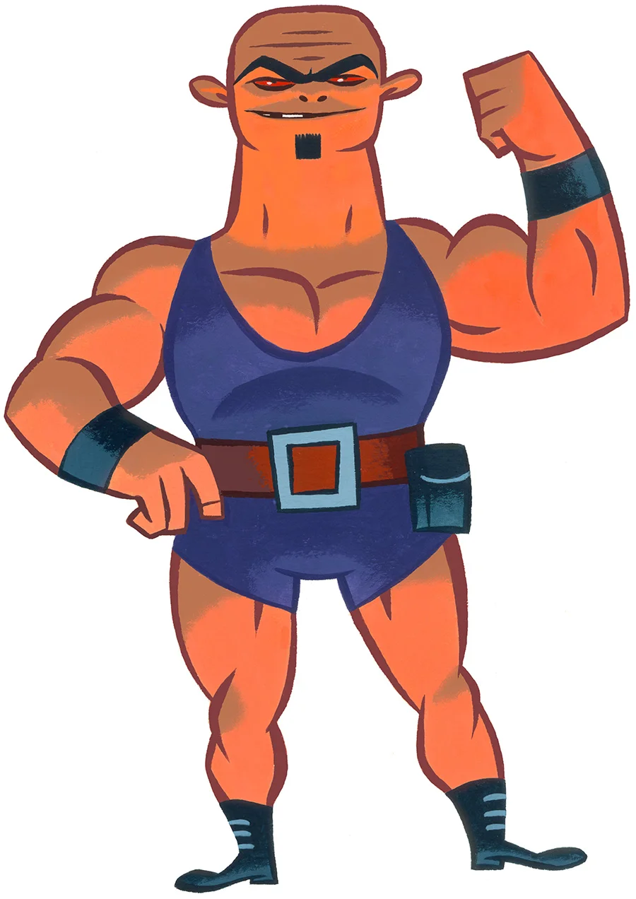 Deadly orange super villain wrestler