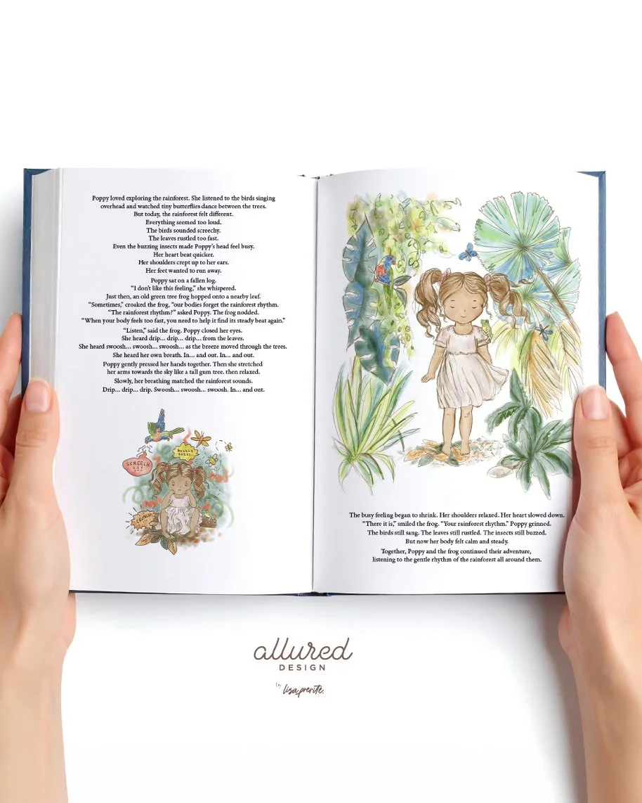 Children’s book illustration Emotional regulation activities Social-emotional learning (SEL) Mindfulness for children ASD and ADHD support resources Nature-inspired storytelling Watercolour children’s artwork Rainforest themed education