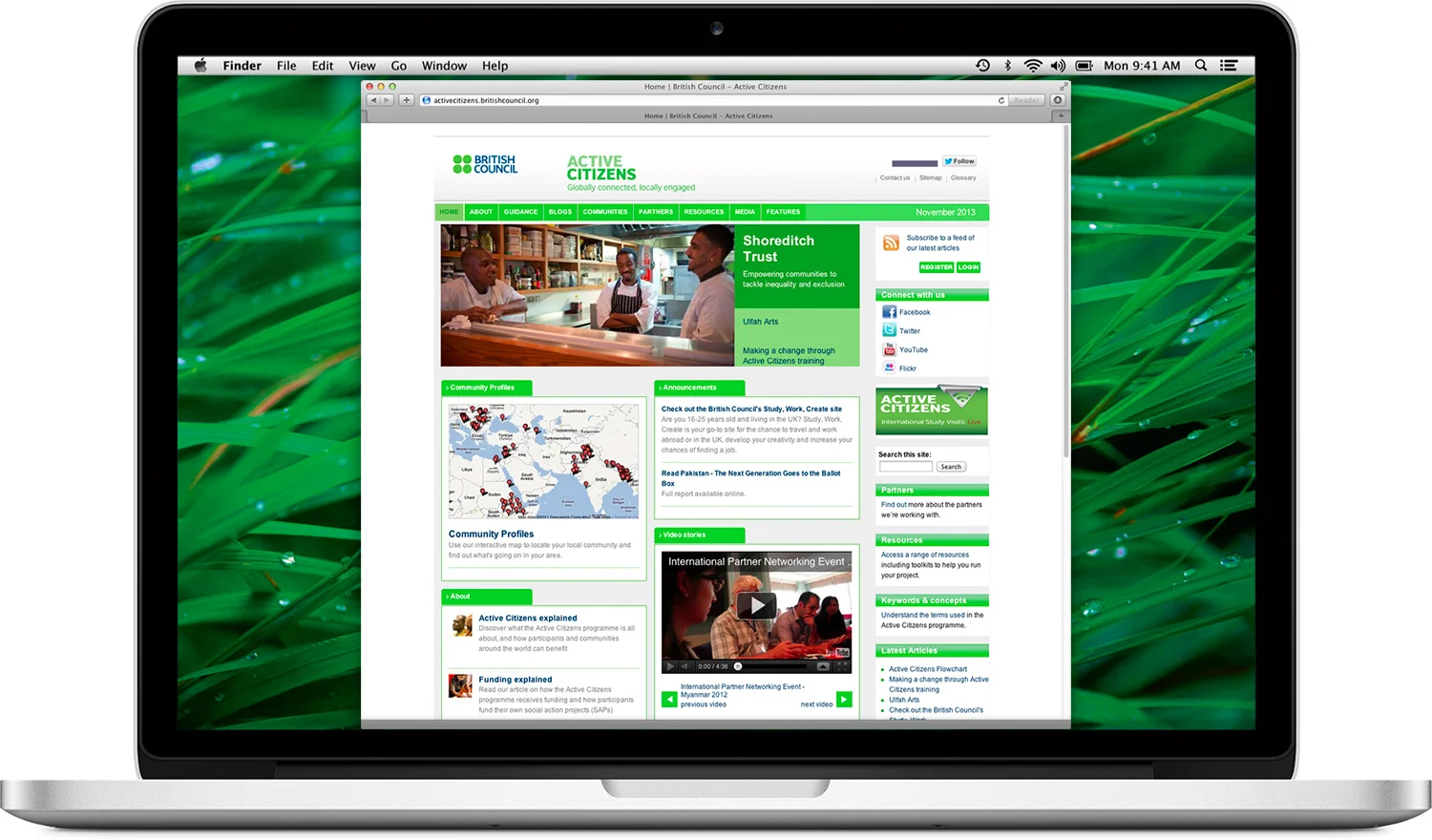 The homepage of the Active Citizens website