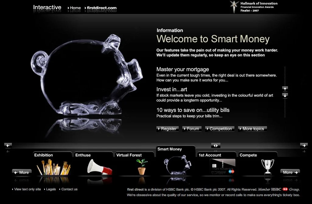 The Smart Money website, a First Direct microsite