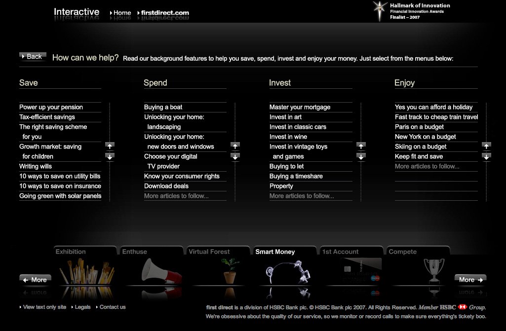 The Smart Money website, a First Direct microsite