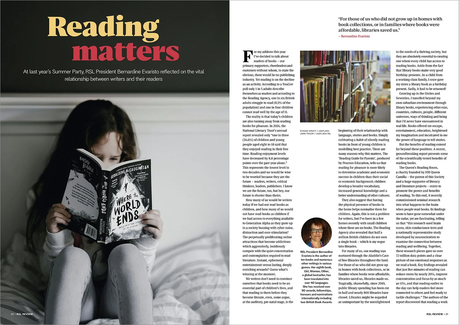 The Royal Society of Literature Review 2025, an editorial spread