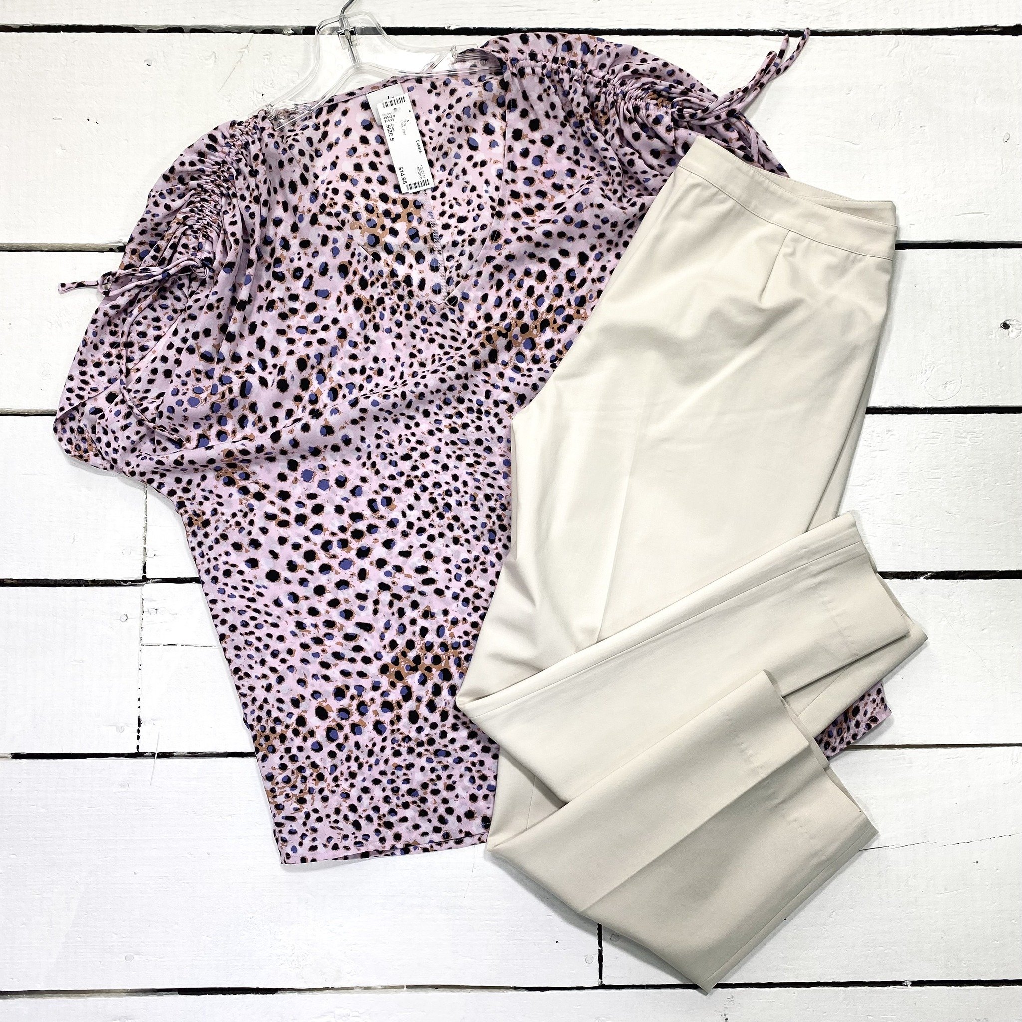 Cabi Top size S, $14.95
Lafayette 148 Pants size 8, $35.95