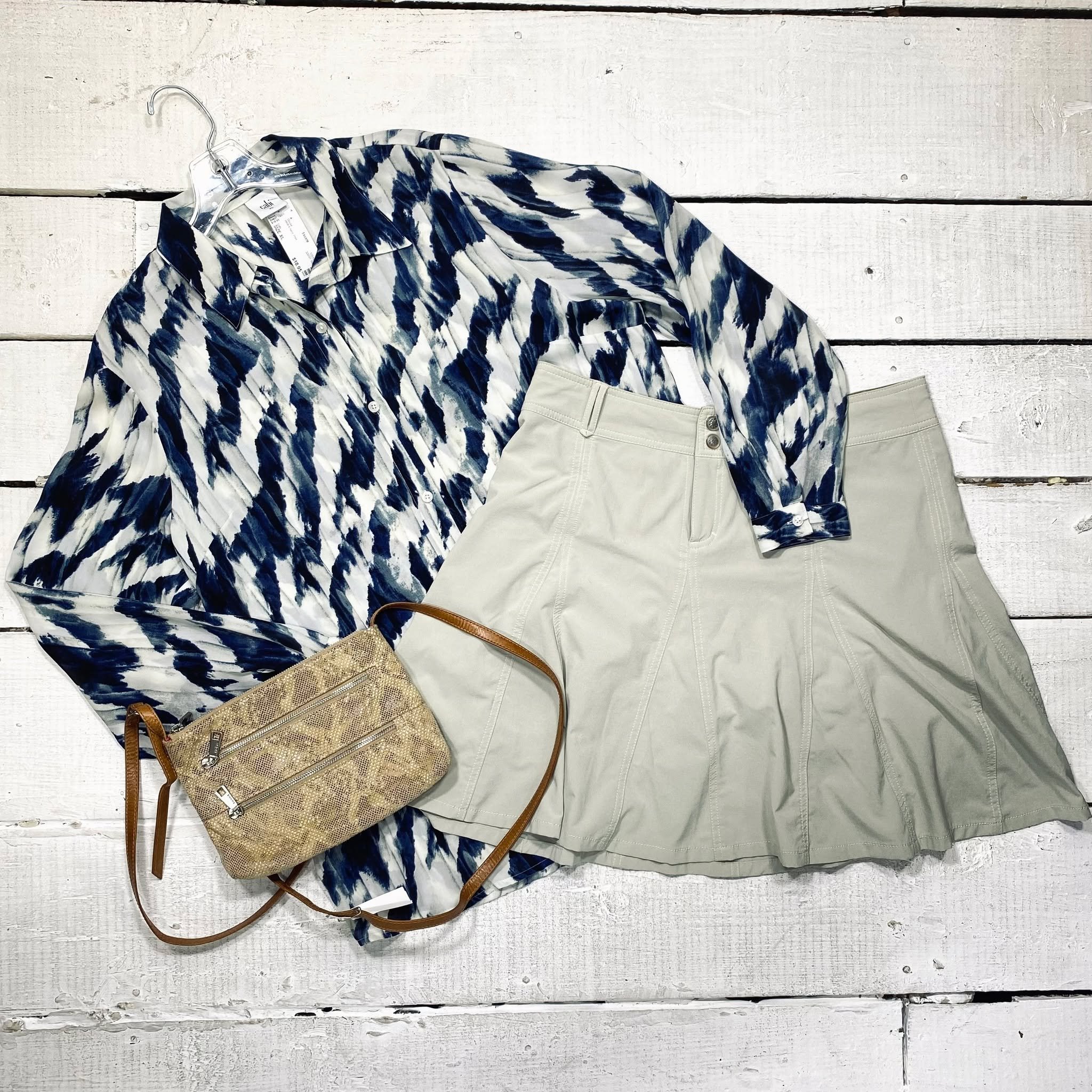 Blouse Size XL, $18.95
Skirt Size 12, $14.95
Crossbody, $28.95