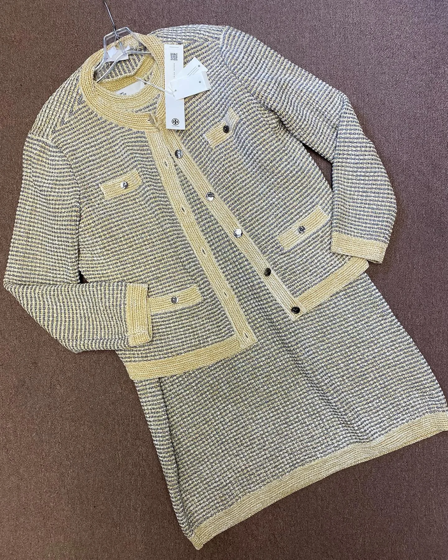 Tory Burch Dress &amp; Cardigan, size XL, $267.95 for both! 💛🩶💛