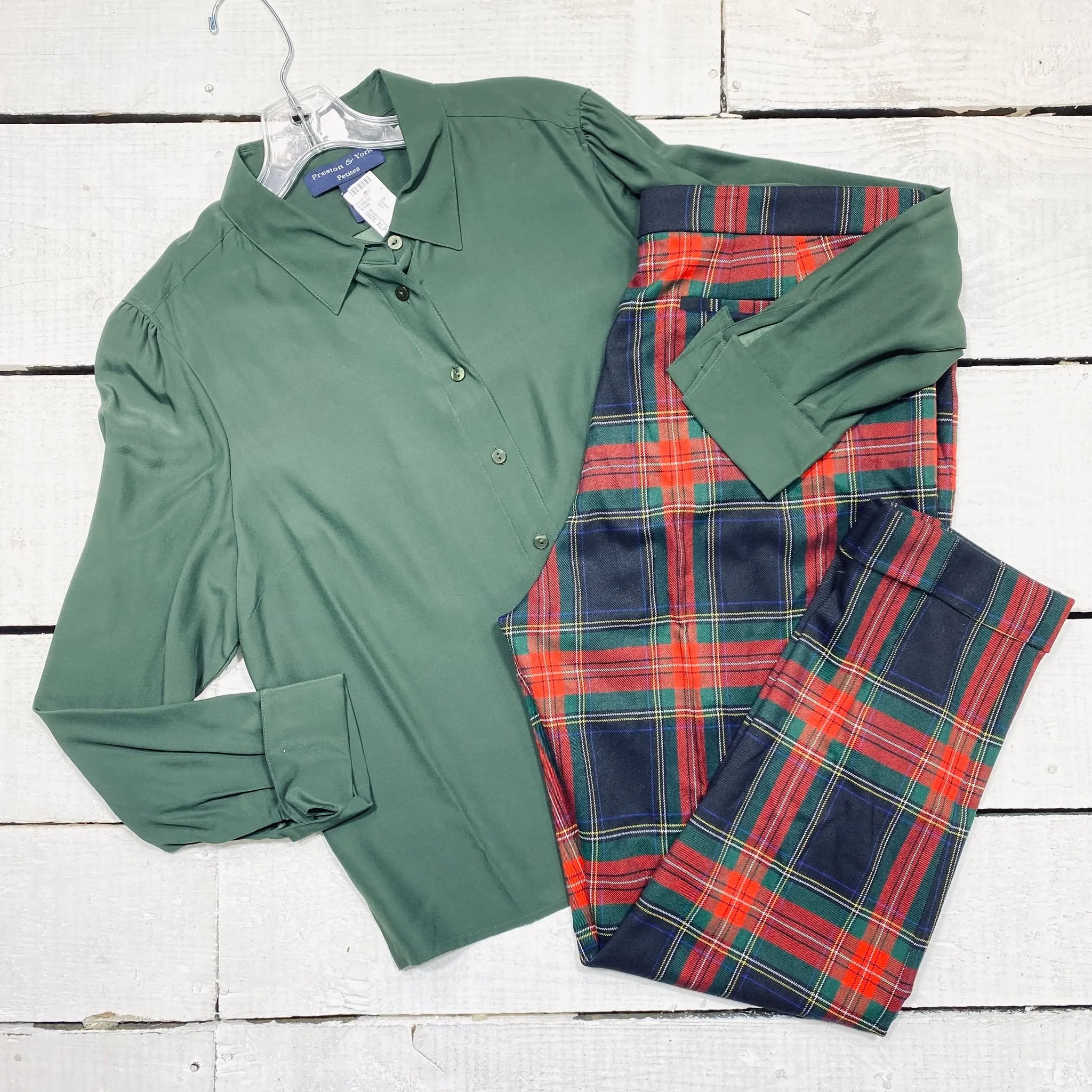 Preston &amp; York Blouse Size XLP, $18.95
Ralph Lauren Pants Size 14, $15.95