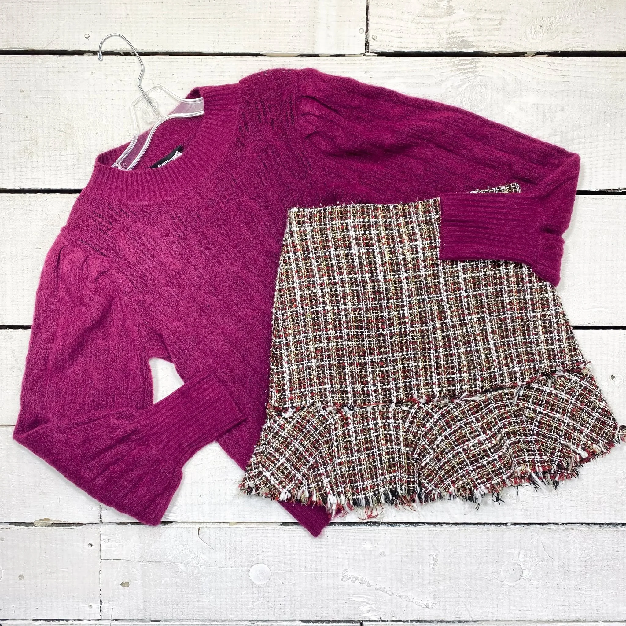 Express Sweater Size S, $18.95
Alya Skirt Size 4, $14.95