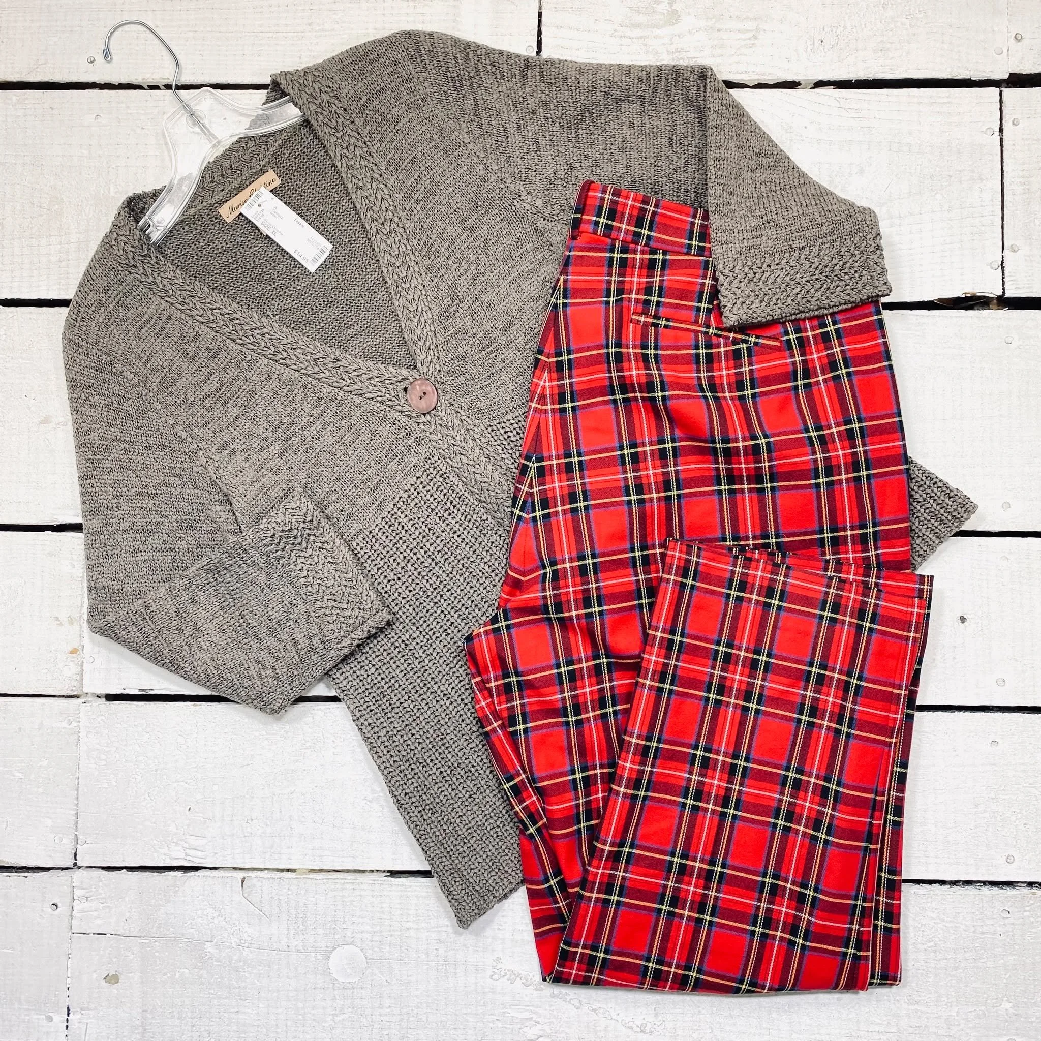 Marisa Christina Cardigan Size XL, $14.95
J Crew Pants Size 18, $18.95