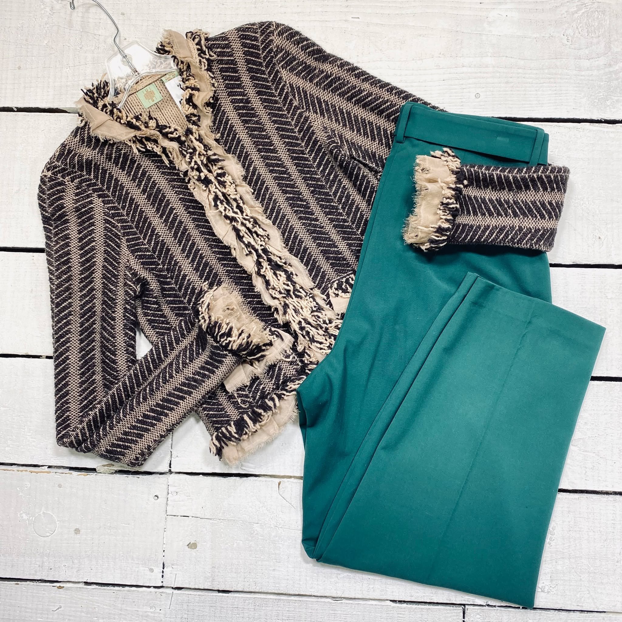 Cardigan Size M, $18.95
J Crew Pants Size 10, $14.95