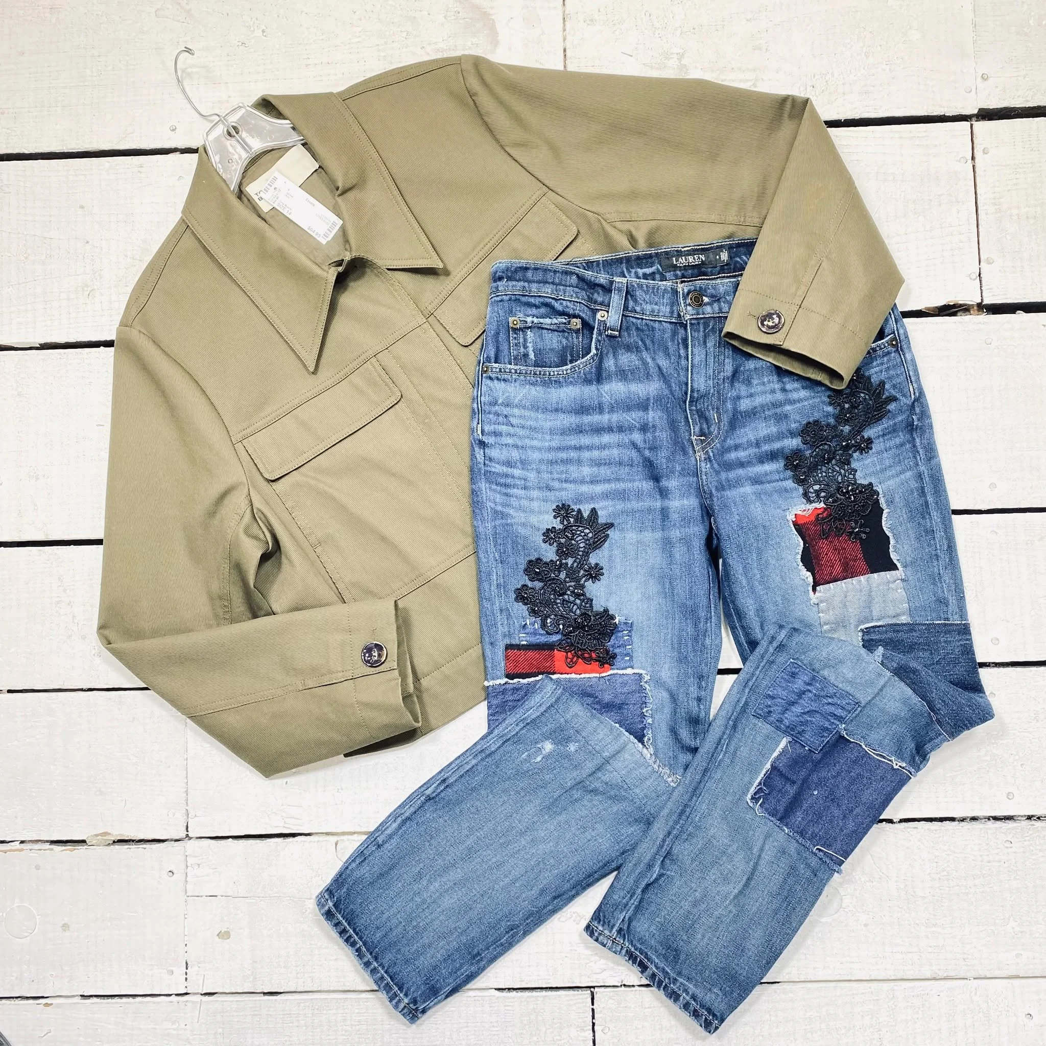 Tory Burch Jacket Size L, $64.95
Ralph Lauren Jeans Size 4, $58.95