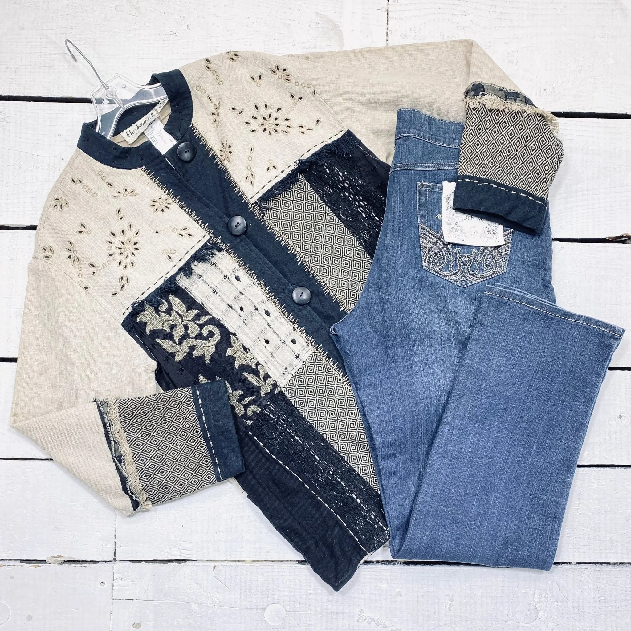 Flashback Cardigan Size L, $15.95
Ethyl Jeans Size 14, $15.95