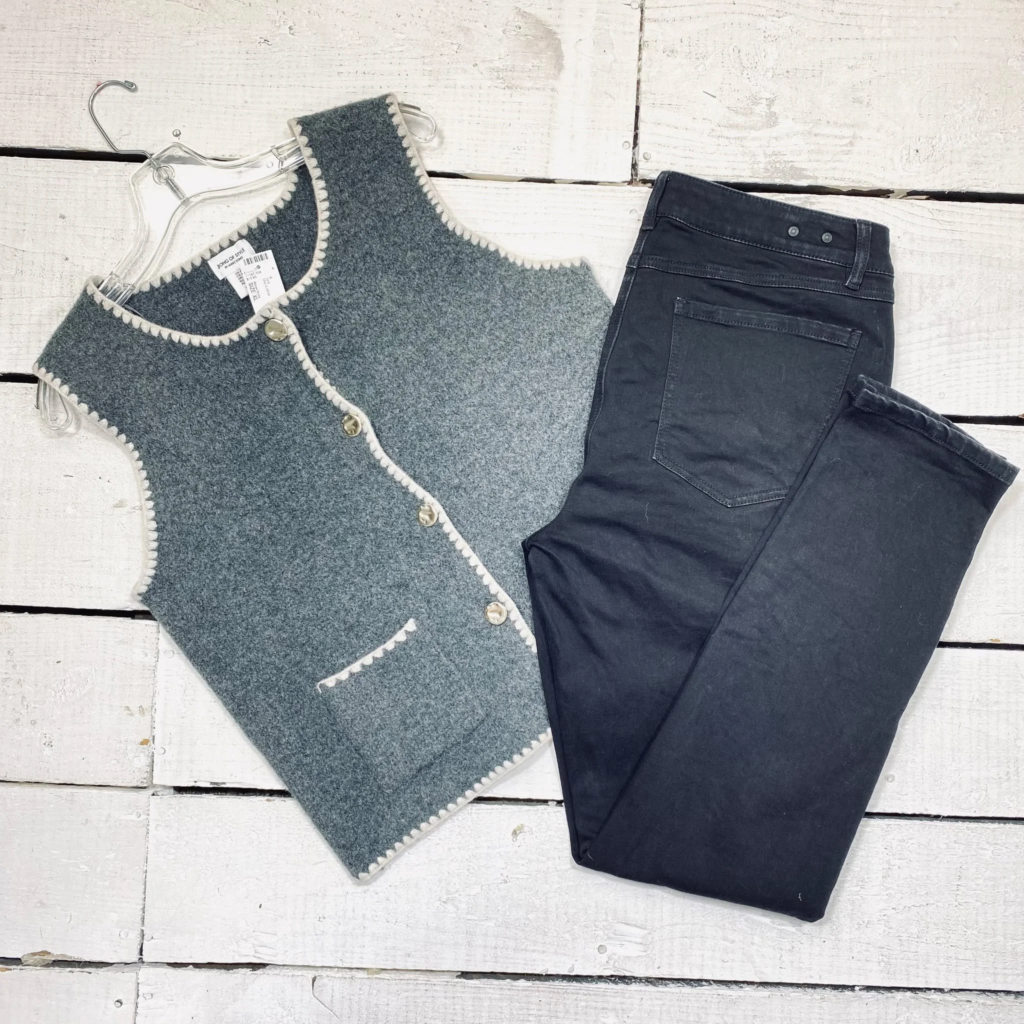 Aimee Song Vest Size XL, $15.95
Cabi Jeans Size 14, $25.95