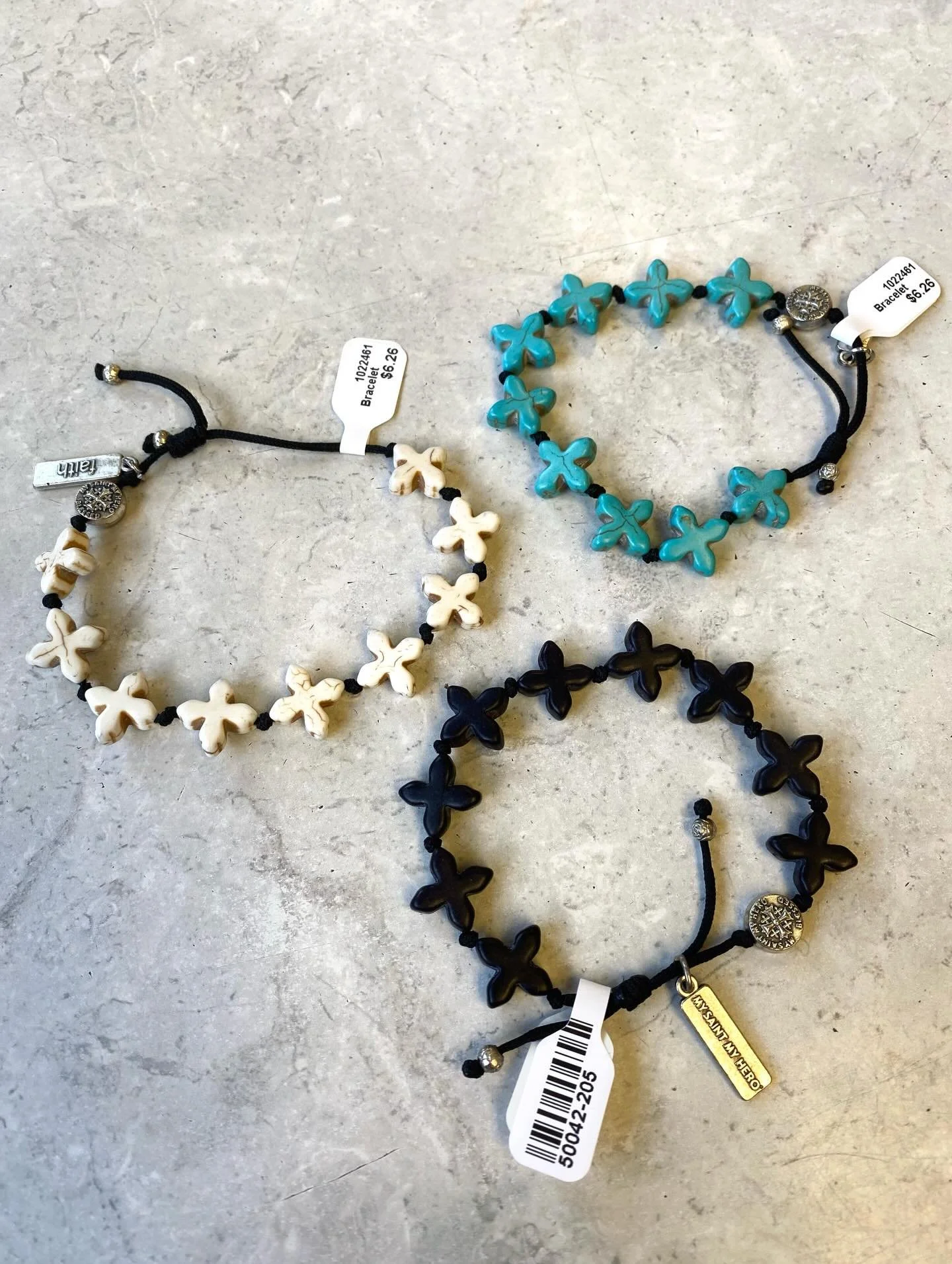 Cute bracelets just coming in - $6.26 each! 🖤🤍🩵