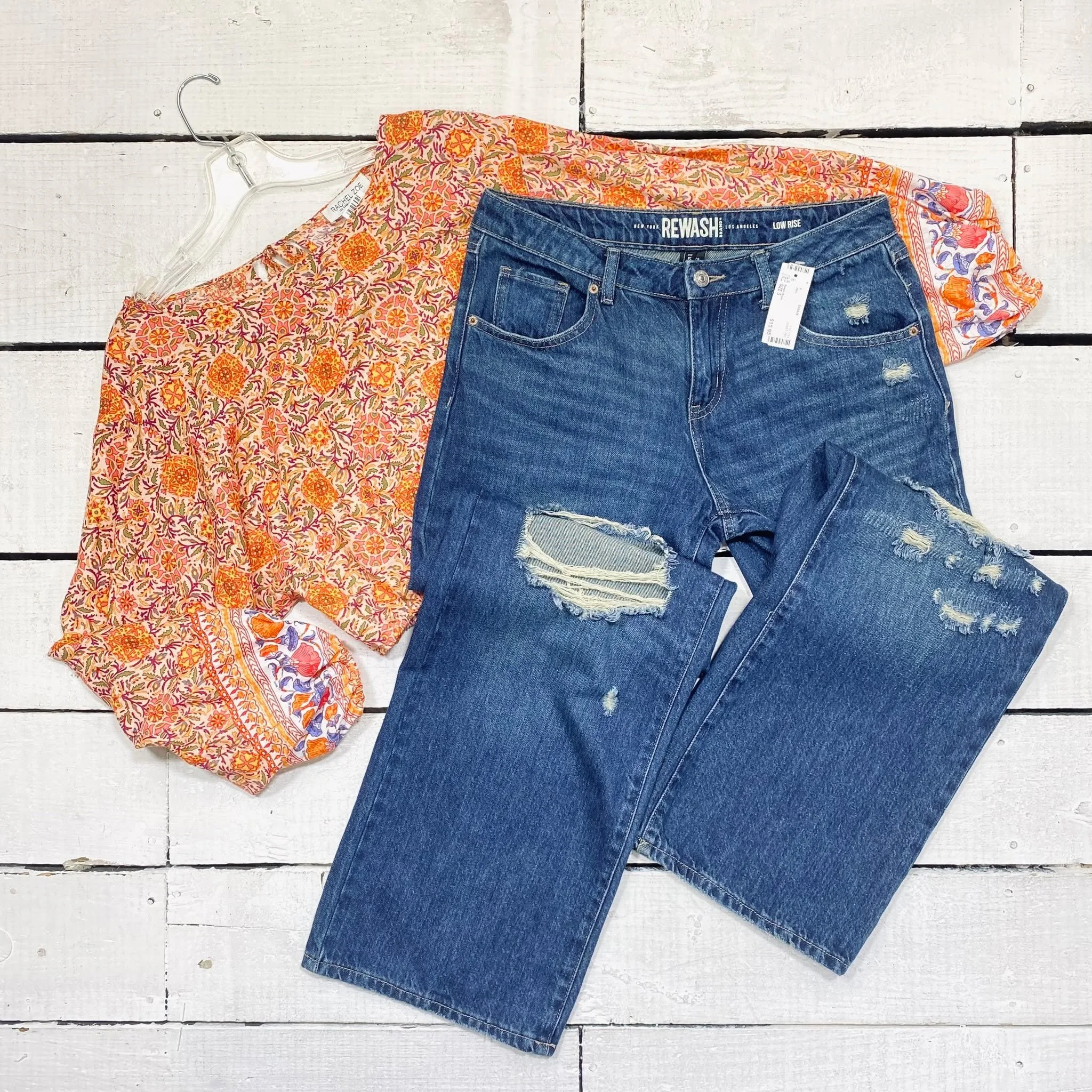 Rachel Zoe Top Size S, $10.95
Rewash Jeans Size 5, $15.95