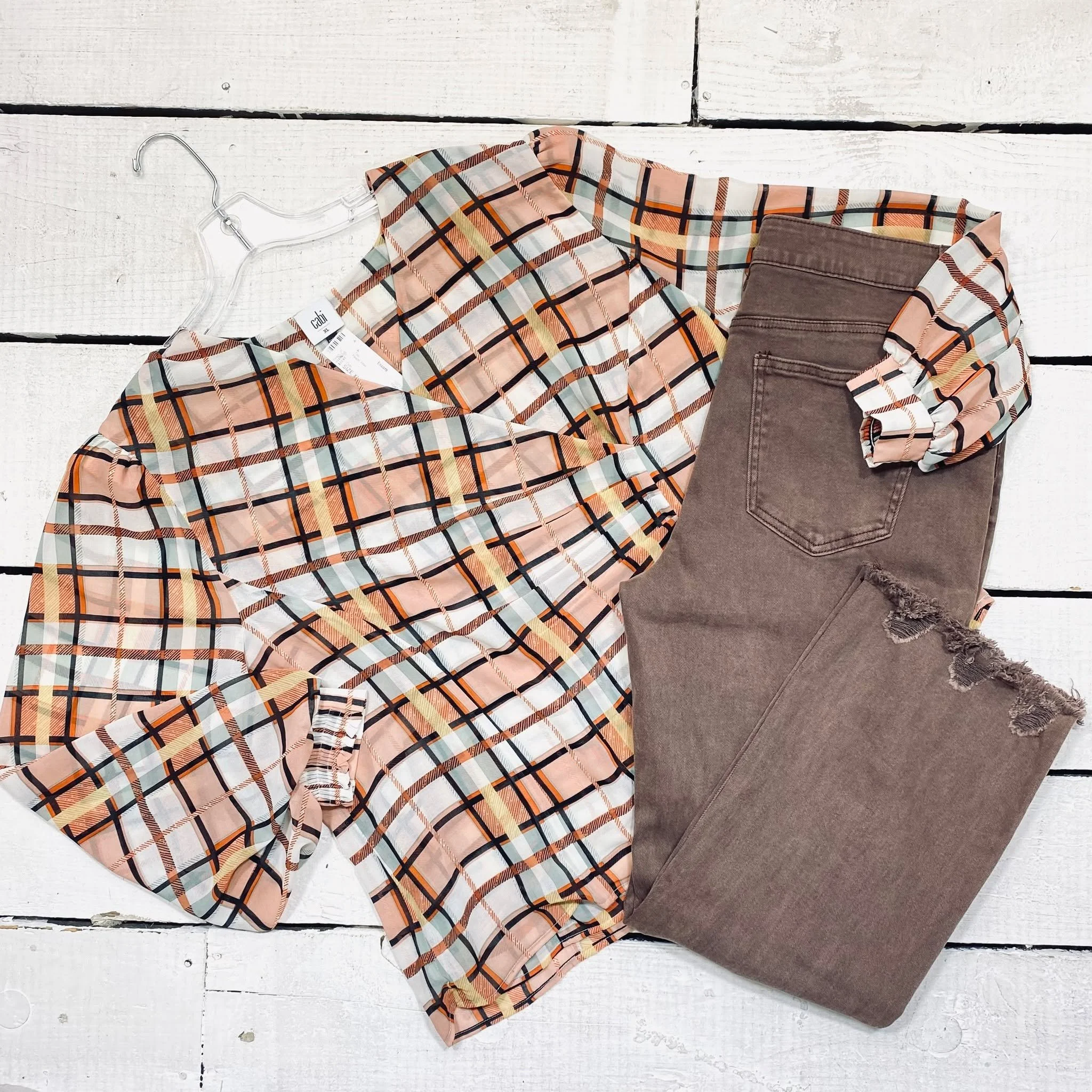 Cabi Top Size XL, $20.95
Zenana Jeans Size 16, $14.95