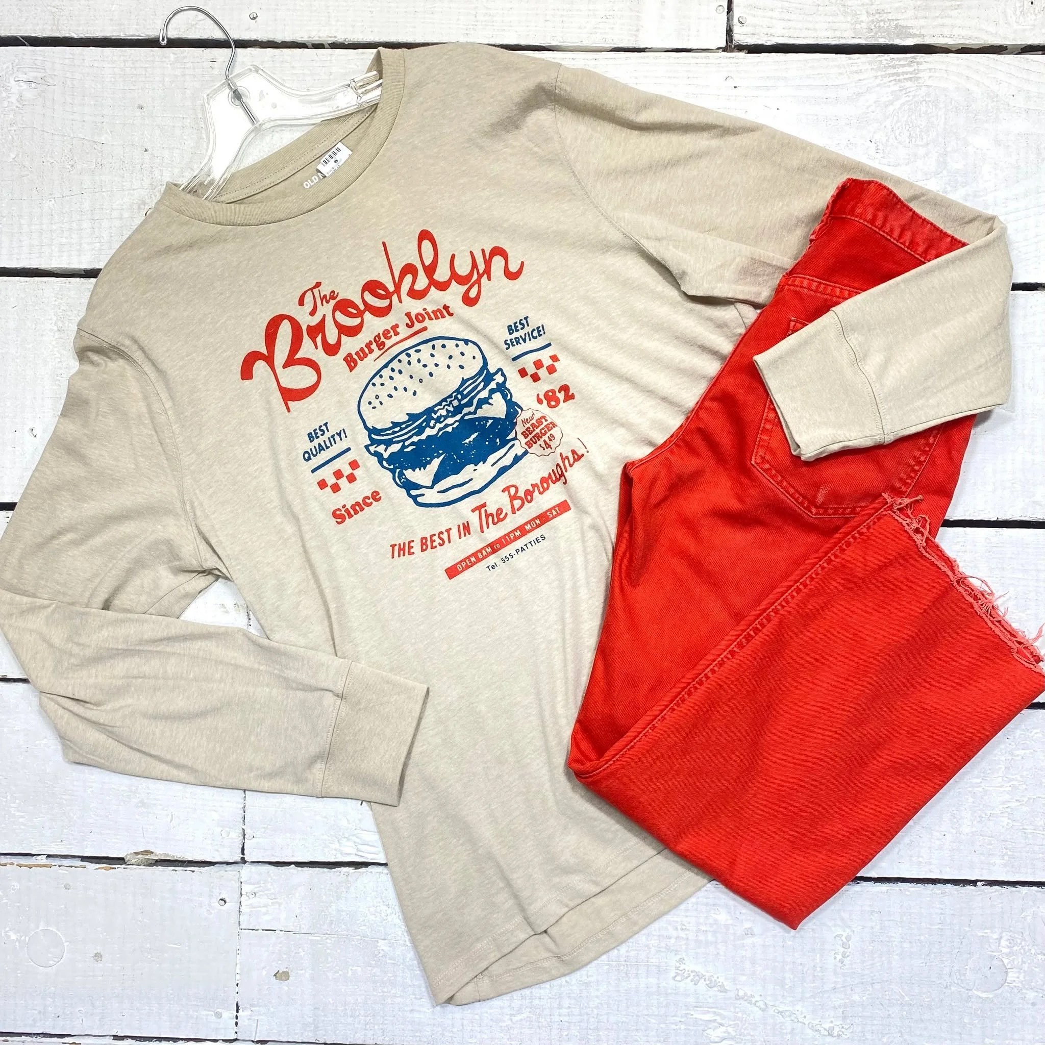 Old Navy Top Size L, $10.95
We The Free Pants Size 2/4, $32.95