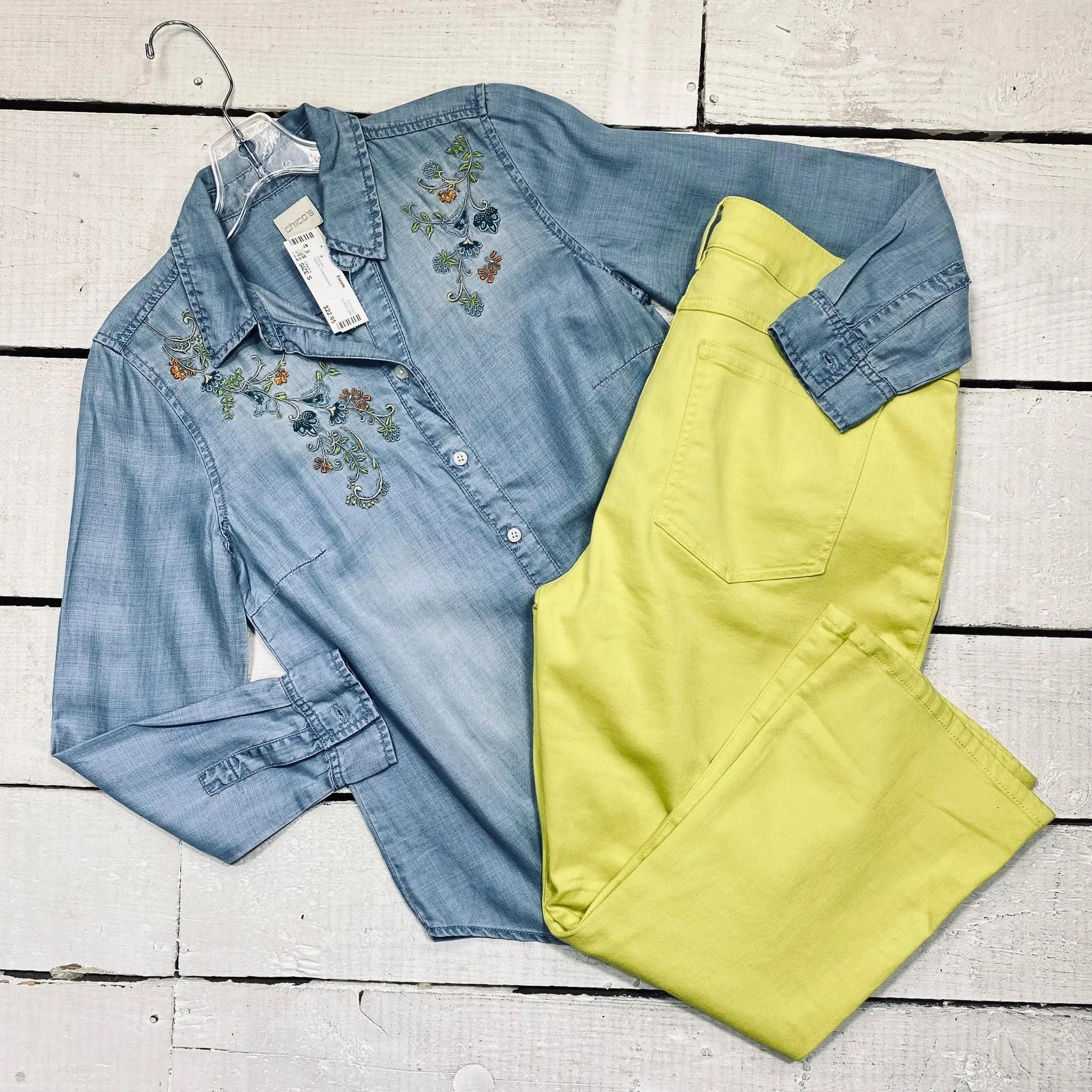 Chicos Blouse Size S, $22.95
Cabi Jeans Size 12, $15.95