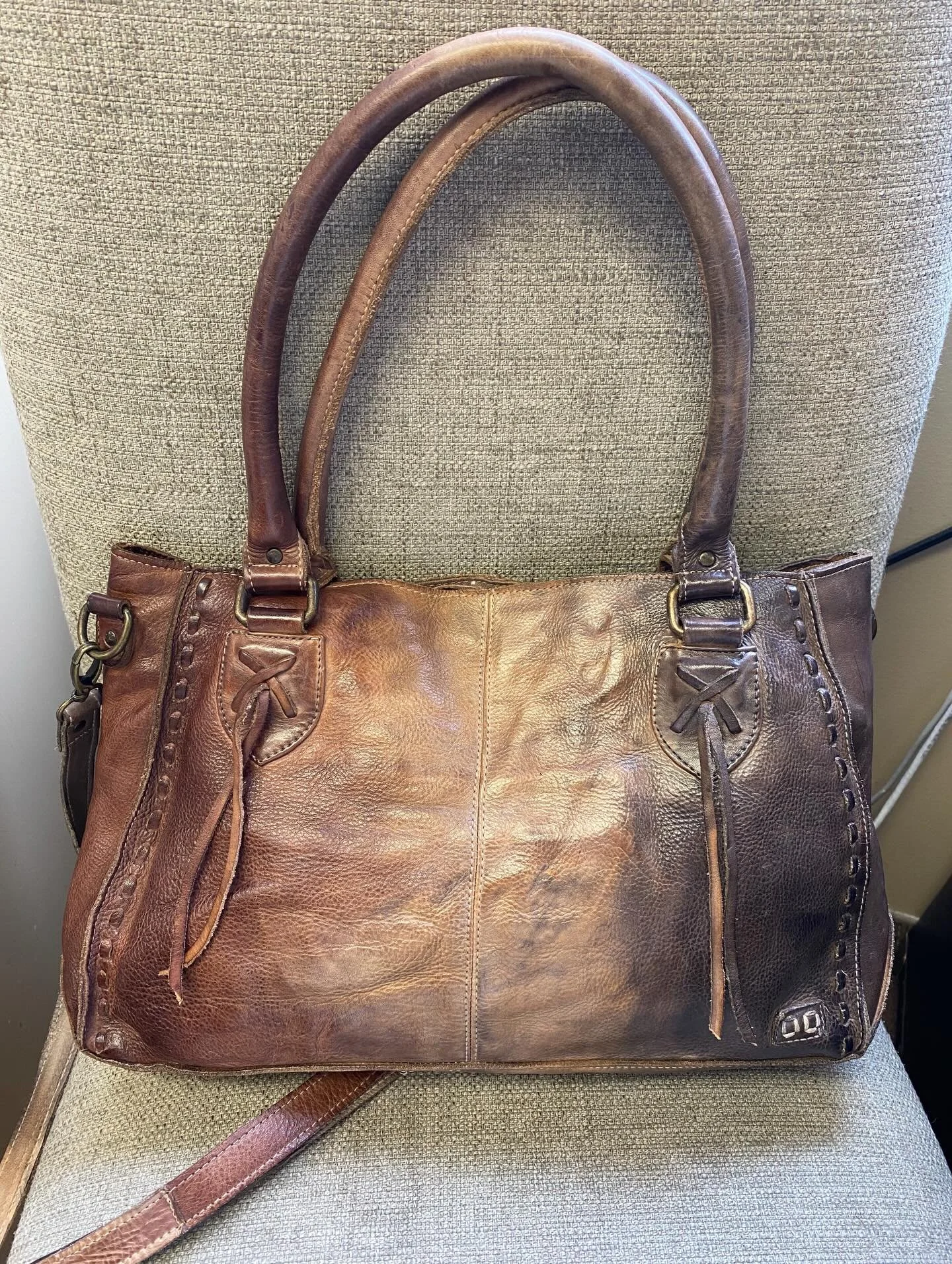 Bed Stu ombr&eacute; purse (so cute &amp; boho!), retail $300, our price $92.99! 🔥🔥🔥