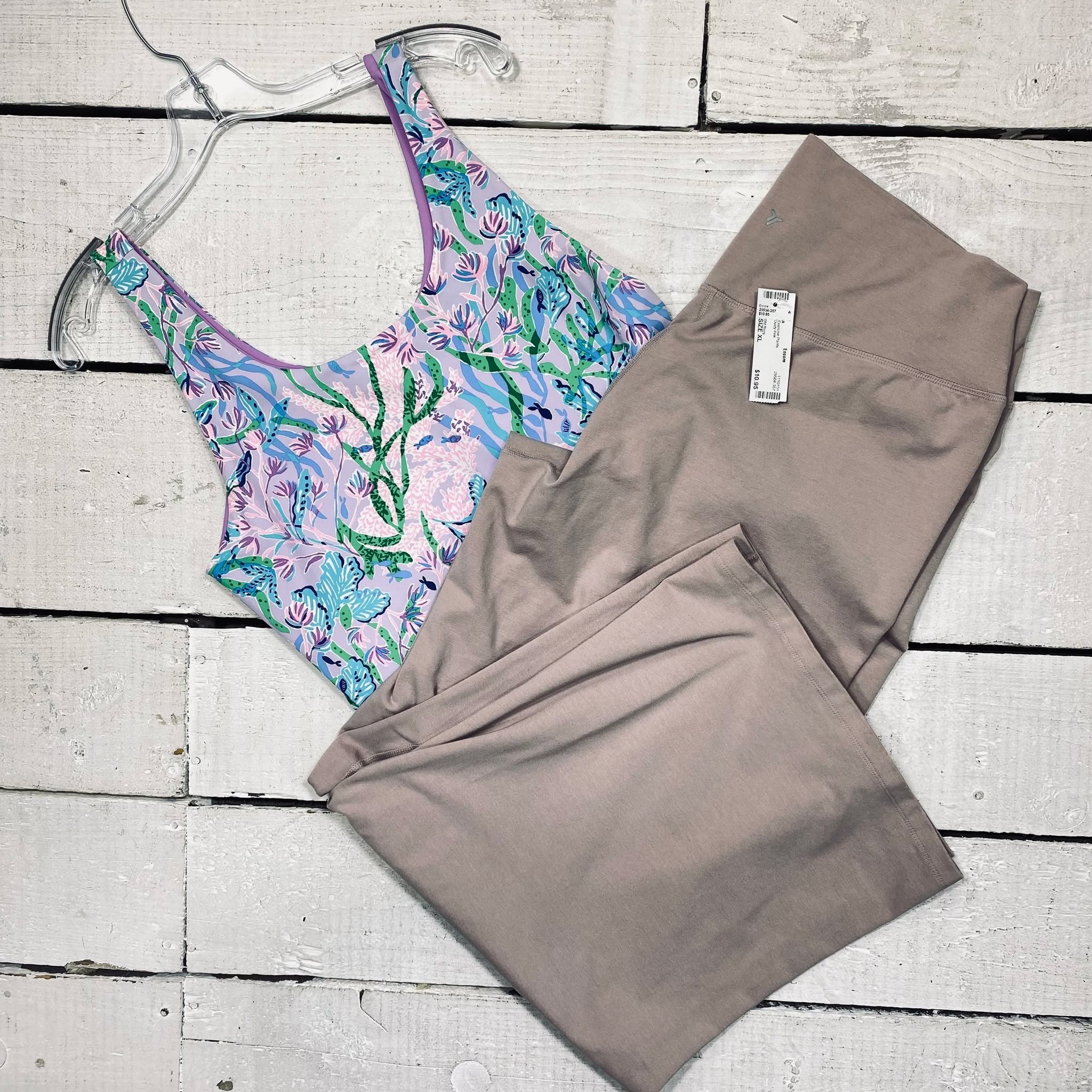 Lilly Pulitzer Shell Size XL, $22.95
Old Navy Exercise Pants Size XL, $10.95