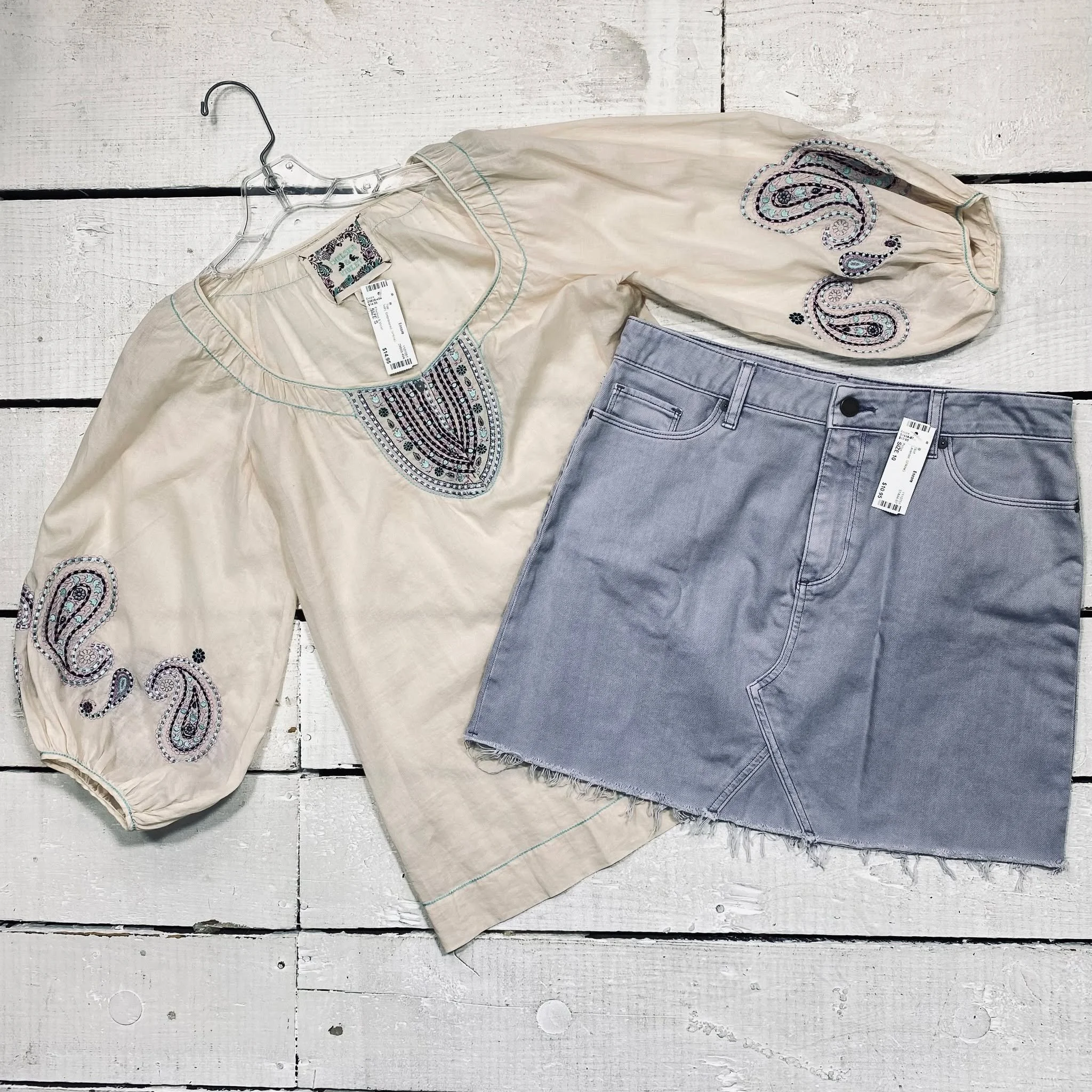 Chelsea &amp; Violet Top Size S, $14.95
Paige Skirt Size 10, $10.95